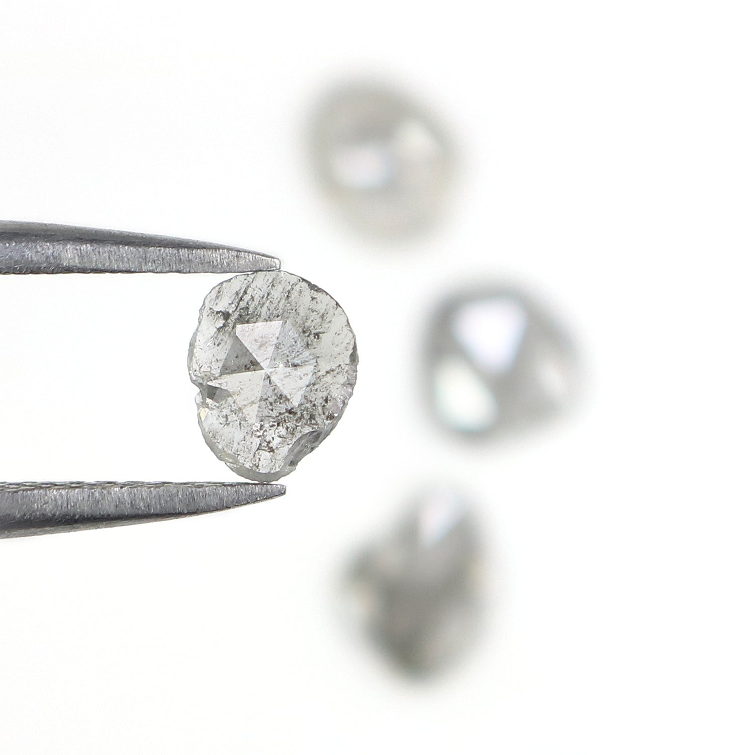 0.94 Ct Natural Loose Slice Shape Diamond Salt And Pepper Slice Cut Diamond 4.90 MM Natural Black Gray Color Slice Rose Cut Diamond NQ2147