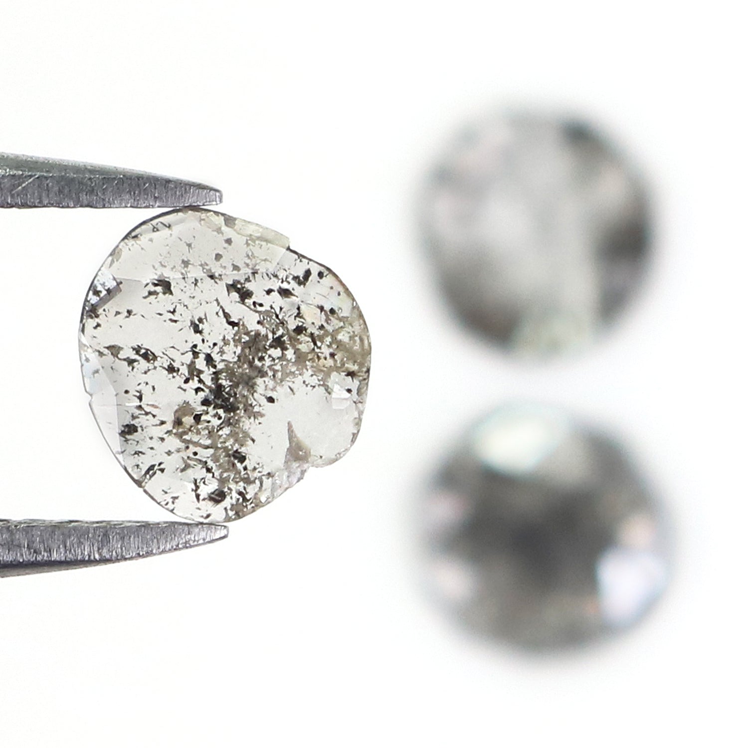 0.97 CT Natural Loose Slice Shape Diamond Salt And Pepper Slice Cut Diamond 6.35 MM Natural Black Grey Diamond Irregular Cut Diamond L3472