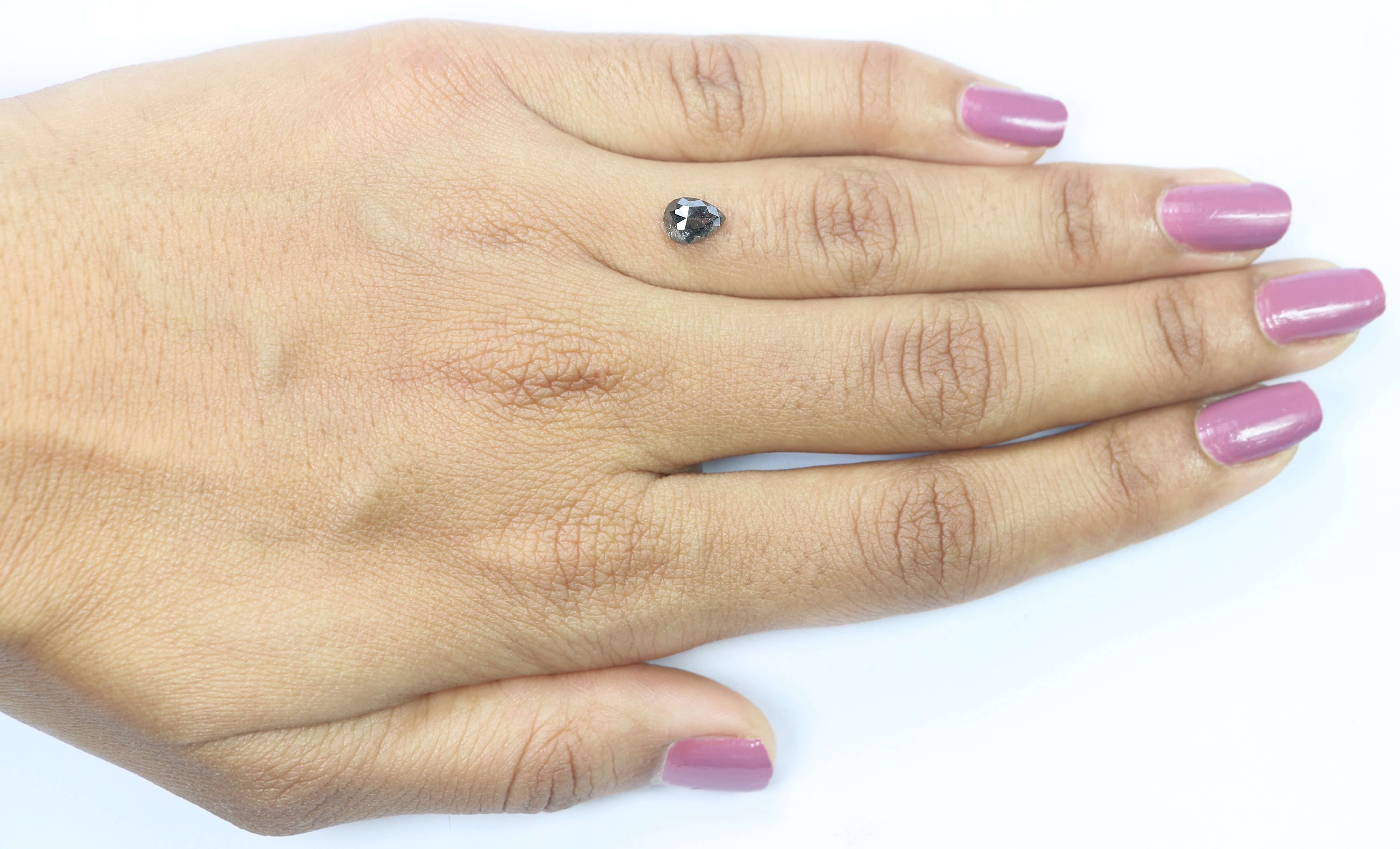 0.81 CT Natural Loose Pear Shape Diamond Salt And Pepper Pear Cut Diamond 6.70 MM Natural Black Grey Color Pear Rose Cut Diamond LQ3352