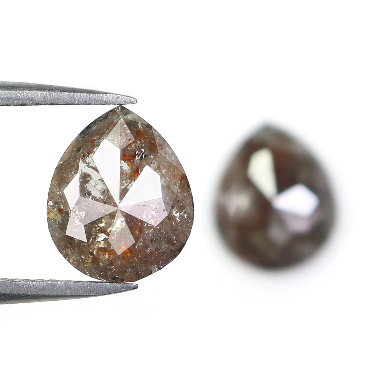 3.93 CT Natural Loose Pear Cut Pair Diamond Brown Color Pear Shape Diamond 9.85 MM Natural Loose Brown Diamond Pear Rose Cut Diamond L6618