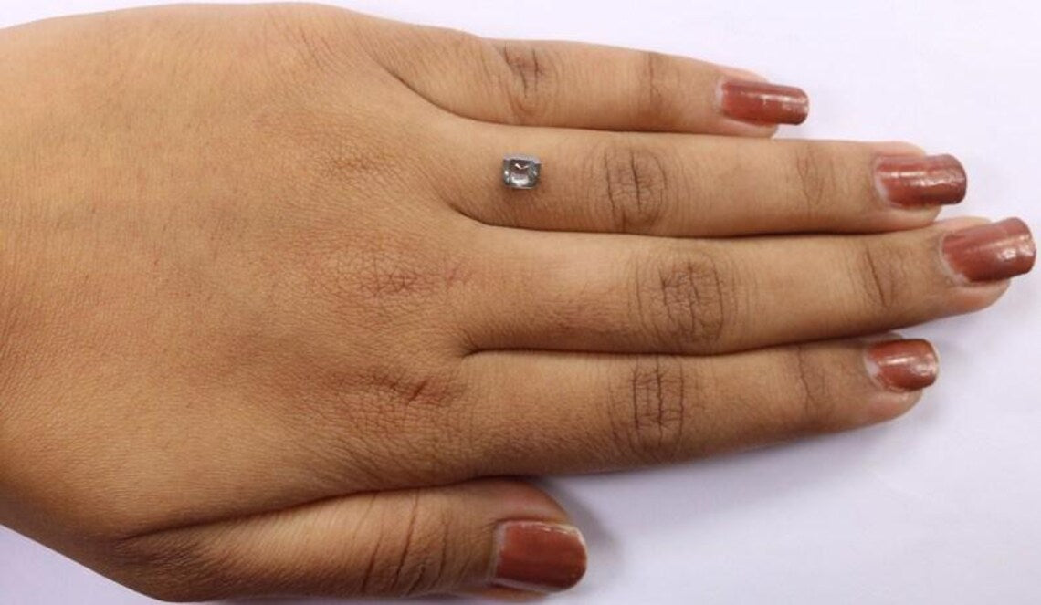 0.67 Ct Natural Loose Emerald Shape Diamond Salt And Pepper Emerald Diamond 5.20 MM Natural Black Grey Color Emerald Rose Cut Diamond NQ8706