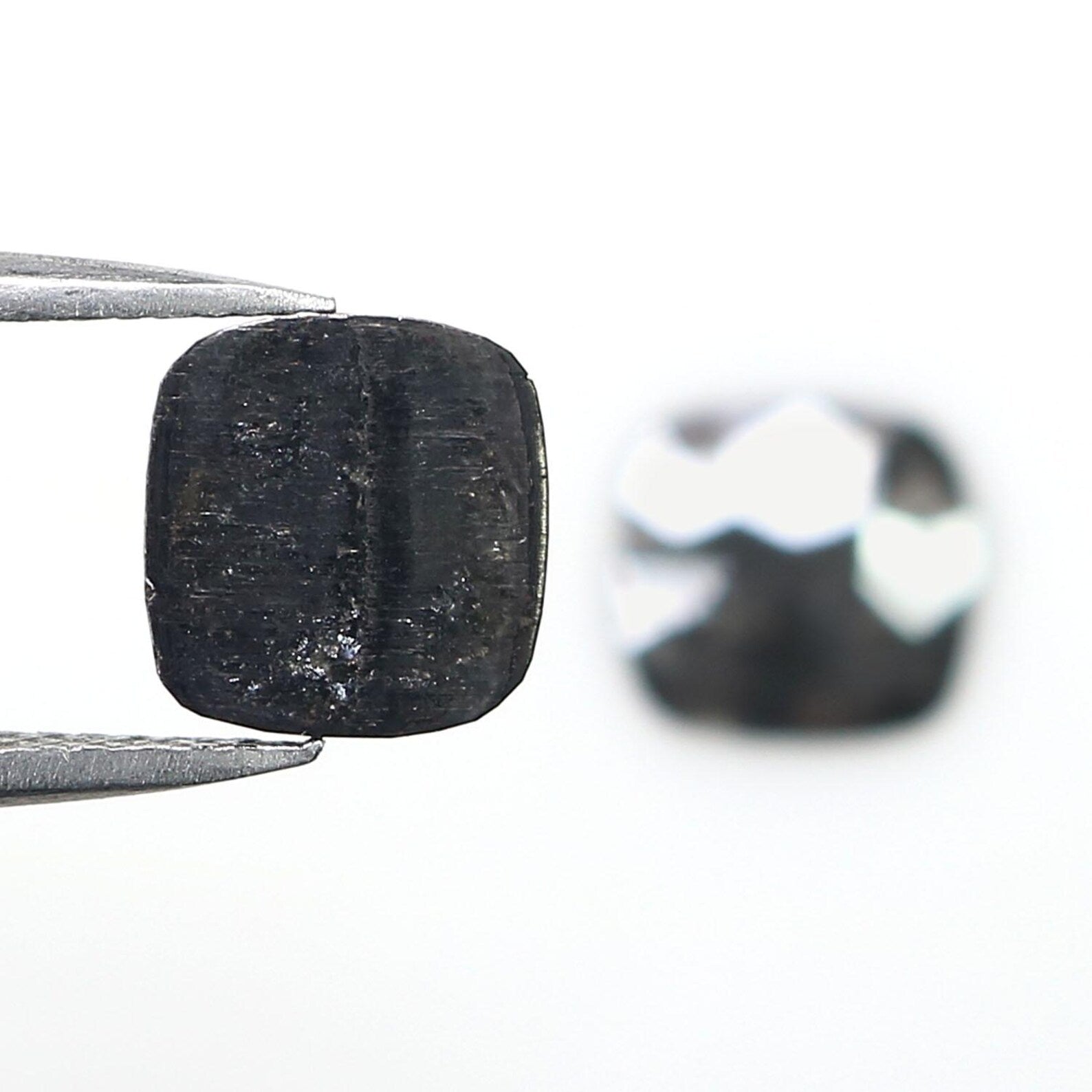 1.77 CT Natural Loose Cushion Shape Pair Diamond Salt And Pepper Cushion Diamond 7.70 MM Natural Black Grey Cushion Rose Cut Diamond NQ2541