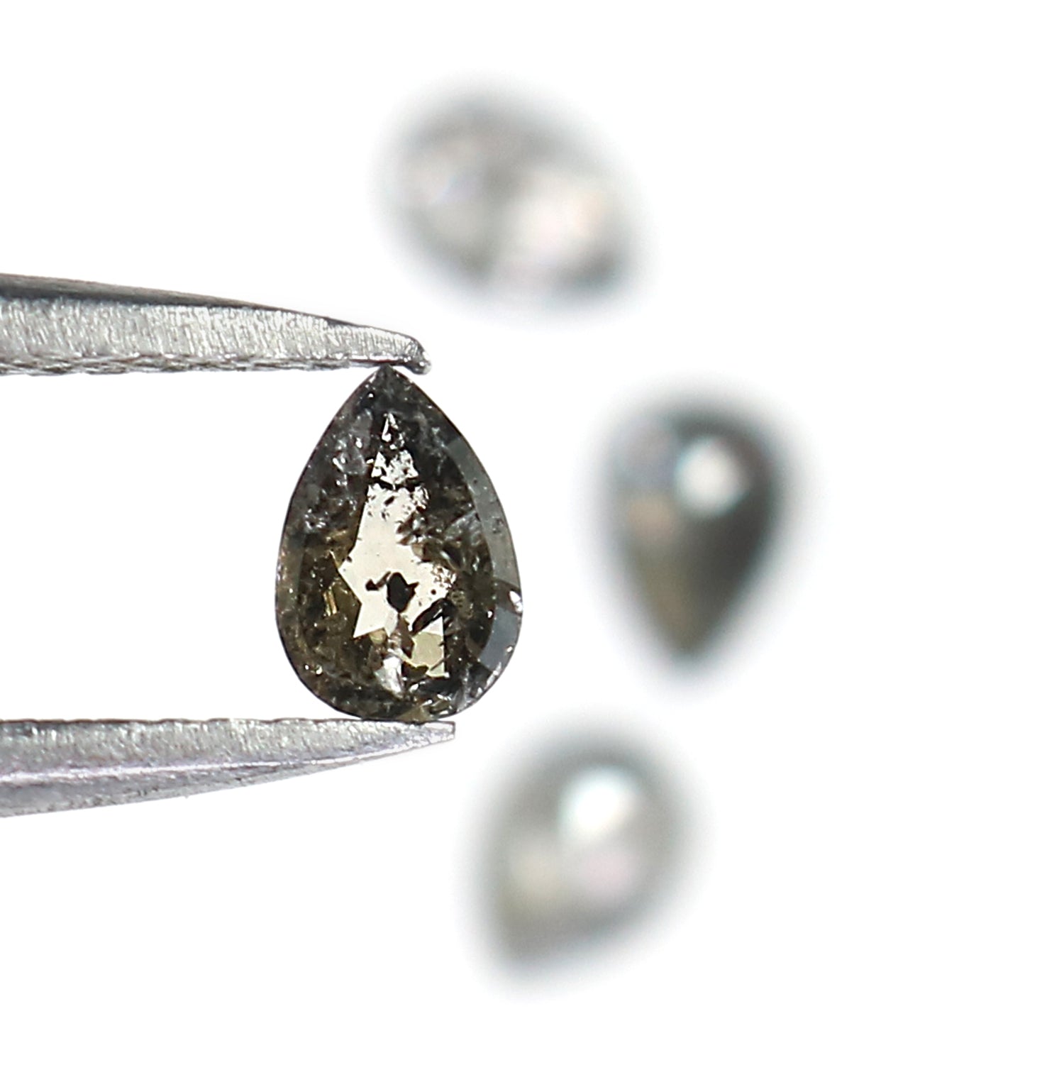 0.63 CT Natural Loose Pear Shape Diamond Salt And Pepper Pear Diamond 4.70 MM Natural Loose Black Grey Color Pear Rose Cut Diamond LQ2893