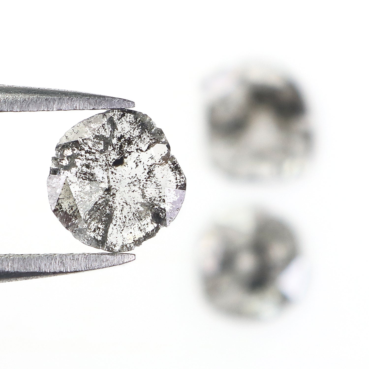 1.02 CT Natural Loose Slice Shape Diamond Salt And Pepper Slice Cut Diamond 7.00 MM Natural Black Grey Diamond Irregular Cut Diamond N2621