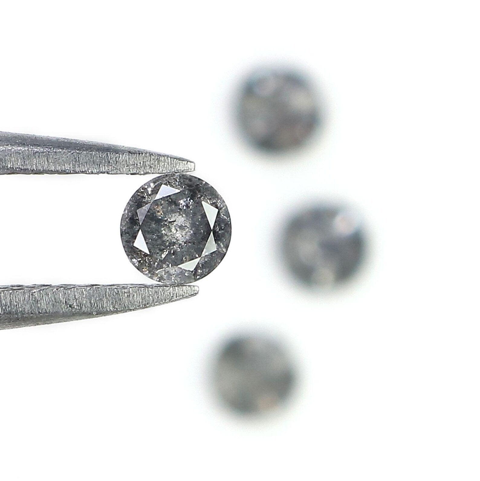 0.60 CT Natural Loose Round Shape Diamond Salt And Pepper Round Diamond 3.40 MM Natural Black Gray Color Round Brilliant Cut Diamond NQ1612