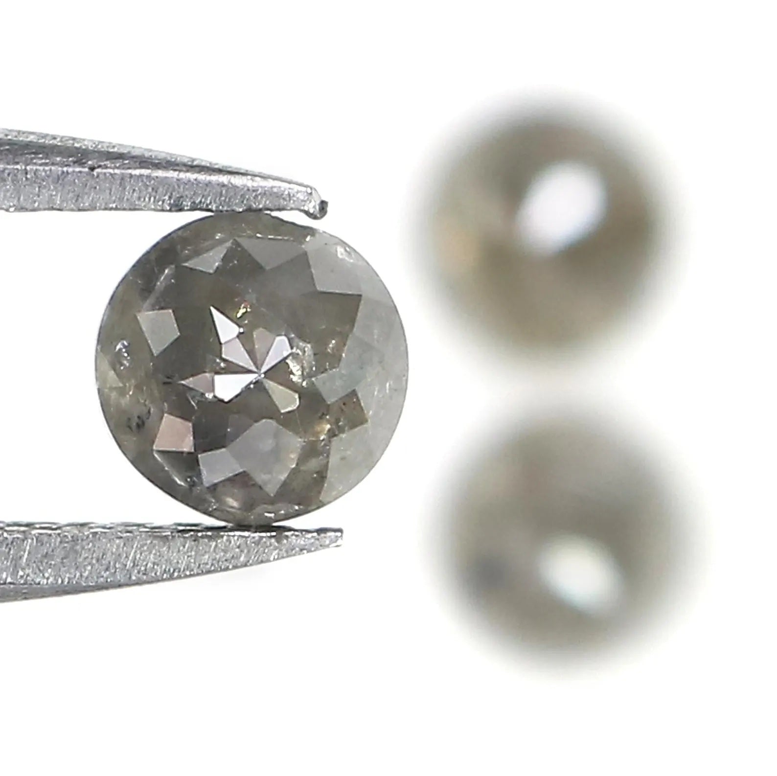 1.47 CT Natural Loose Round Shape Diamond Salt And Pepper Round Cut Diamond 4.40 MM Natural Black Grey Color Round Rose Cut Diamond NQ1812