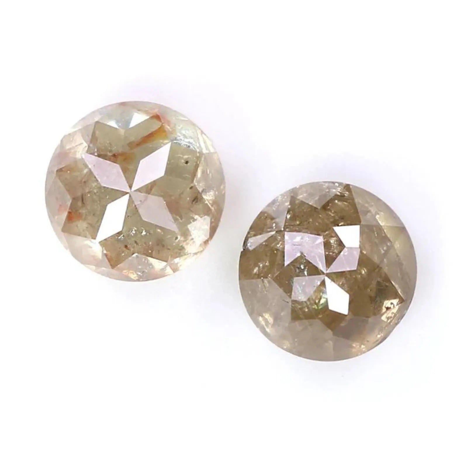 1.42 CT Natural Loose Round Cut Pair Diamond Light Brown Round Shape Diamond 5.00 MM Natural Loose Brown Color Round Rose Cut Diamond NQ1960