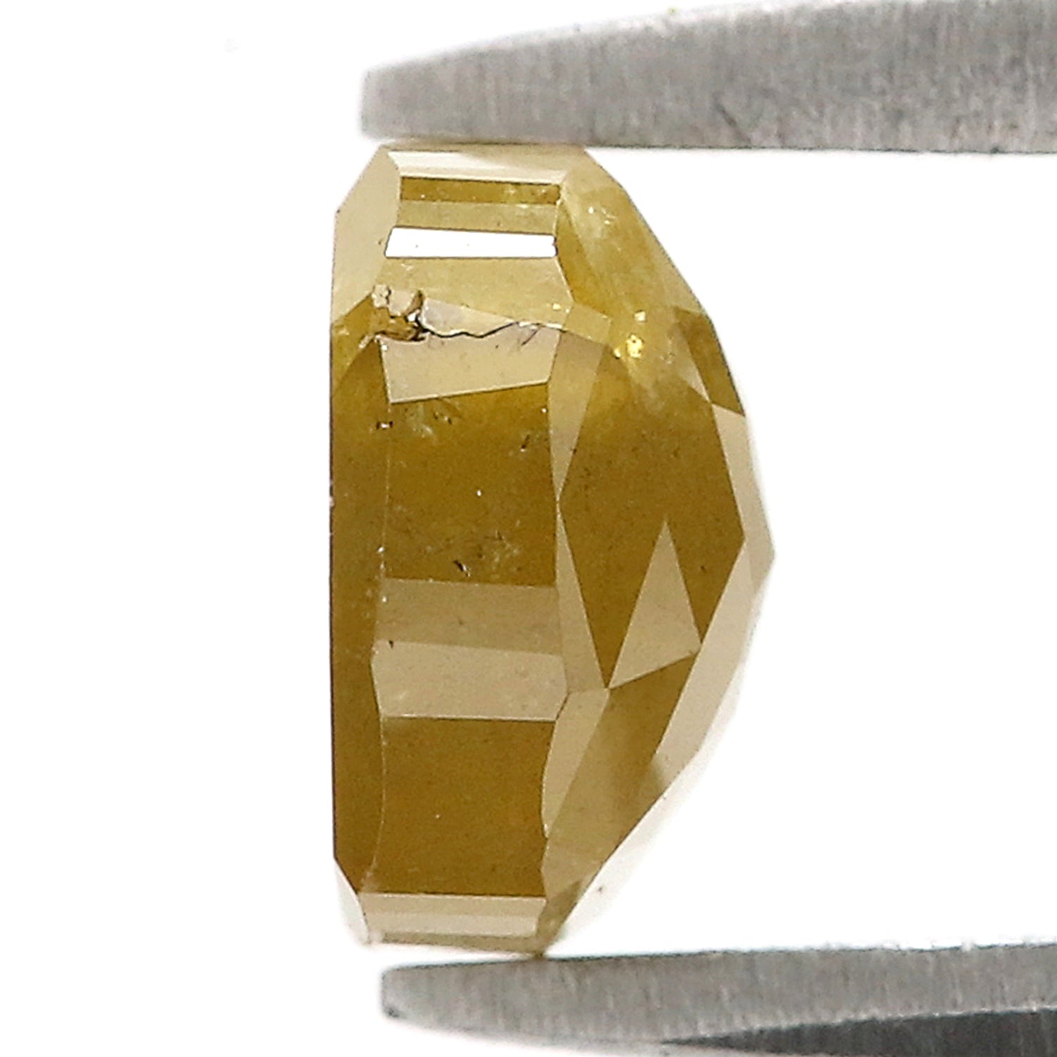 Natural Cushion Yellow Diamond 1.32 CT Loose Rose Cut Yellow Stone 6.15 MM Rustic Diamond Cushion Diamond For Custom Engagement Ring L3657
