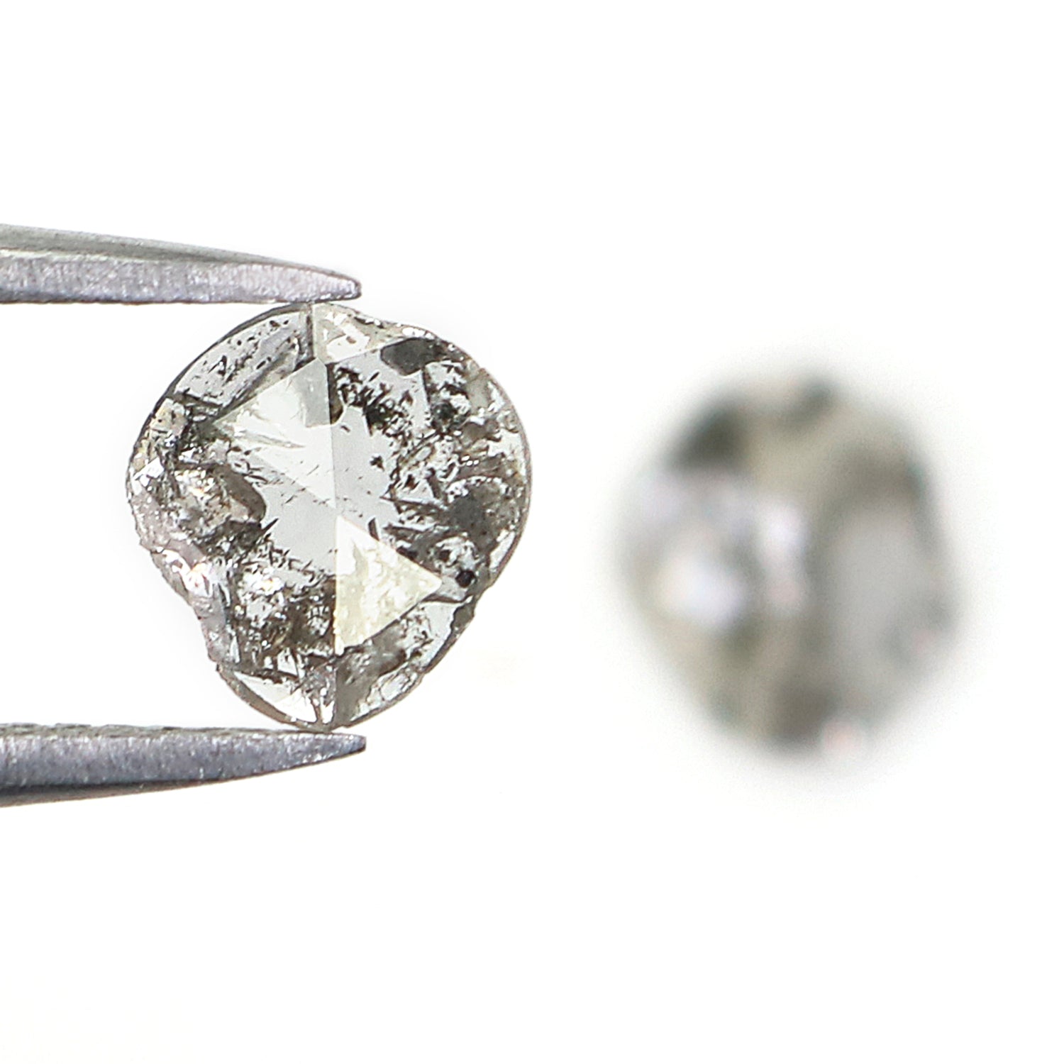 0.82 CT Natural Loose Slice Shape Diamond Salt And Pepper Slice Uncut Diamond 7.05 MM Natural Black Grey Diamond Irregular Cut Diamond L3562