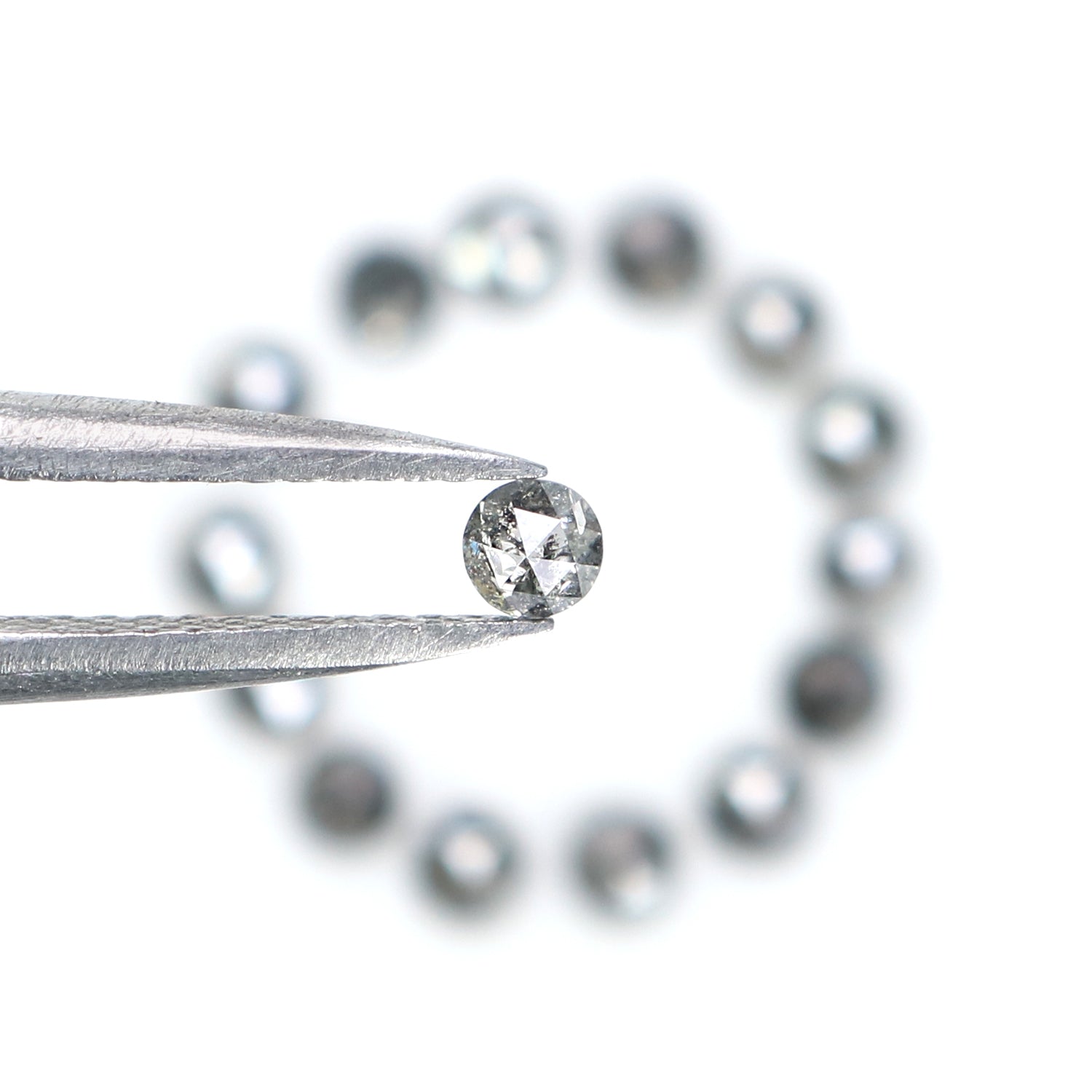 1.03 Ct Natural Loose Round Cut Diamond Salt And Pepper Diamond 2.45 MM Natural Loose Diamond Black Grey Color Round Rose Cut Diamond KQ2669