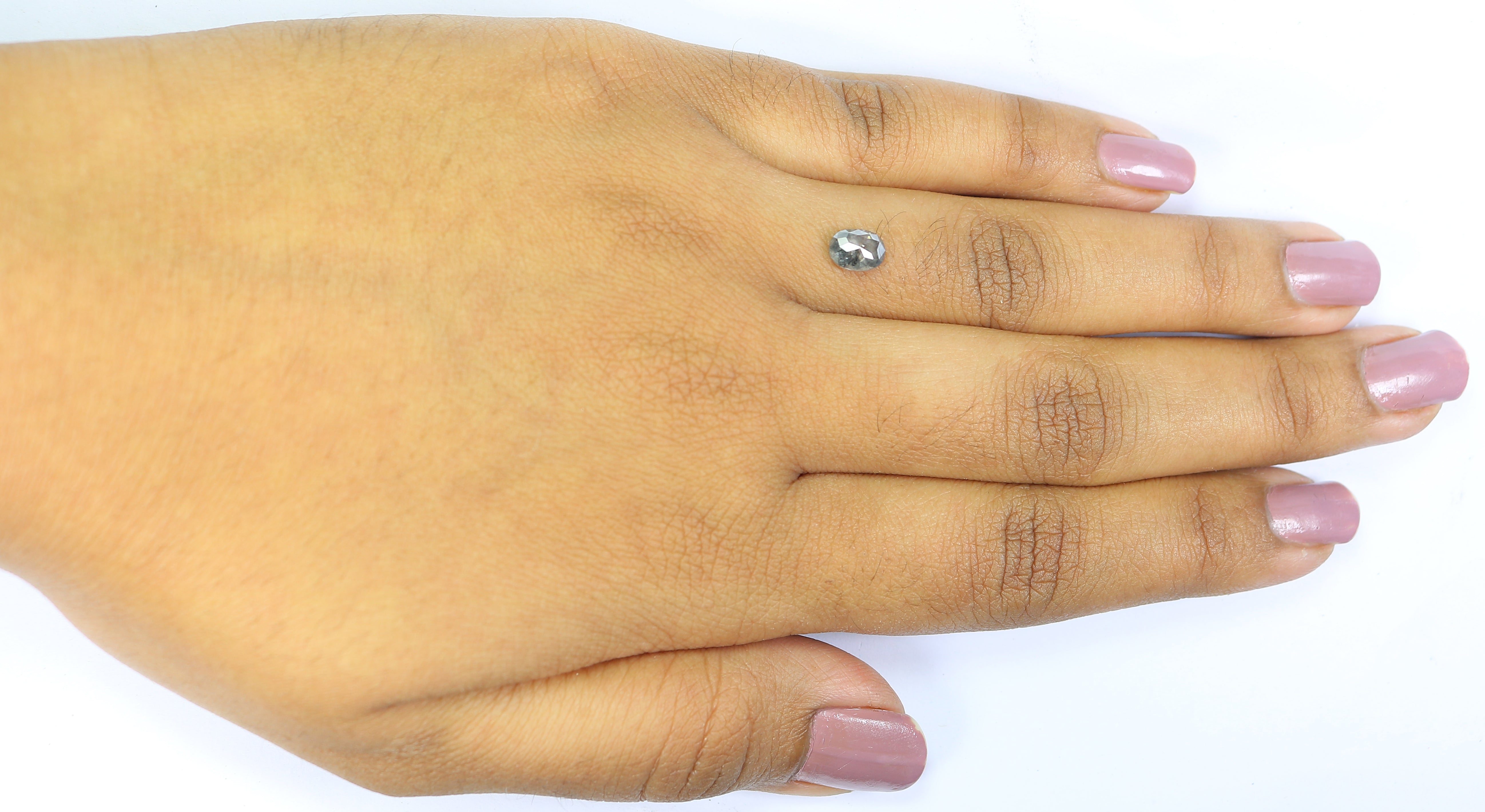 0.64 CT Natural Loose Oval Shape Diamond Salt And Pepper Oval Cut Diamond 6.10 MM Natural Black Grey Color Oval Rose Cut Diamond LQ3304