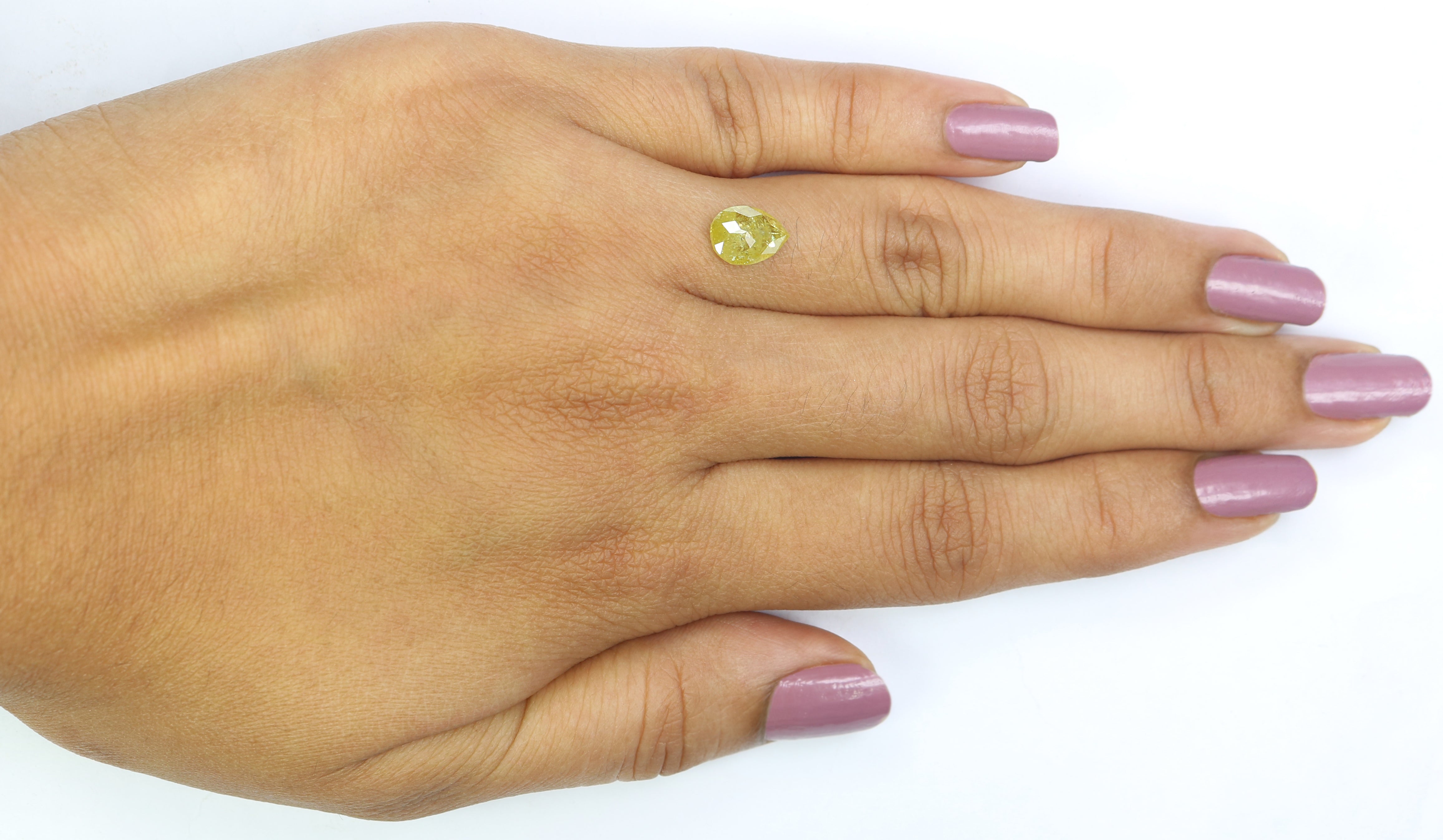 1.25 CT Natural Loose Pear Shape Diamond Yellow Color Pear Cut Diamond 8.35 MM Natural Yellow Color Diamond Pear Rose Cut Diamond LQ2886