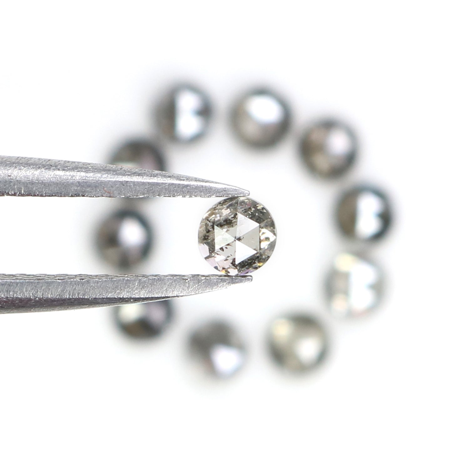 1.48 Ct Natural Loose Round Rose Cut Diamond Salt And Pepper Round Shape Diamond 2.95 MM Natural Black Grey Round Rose Cut Diamond LQ2825