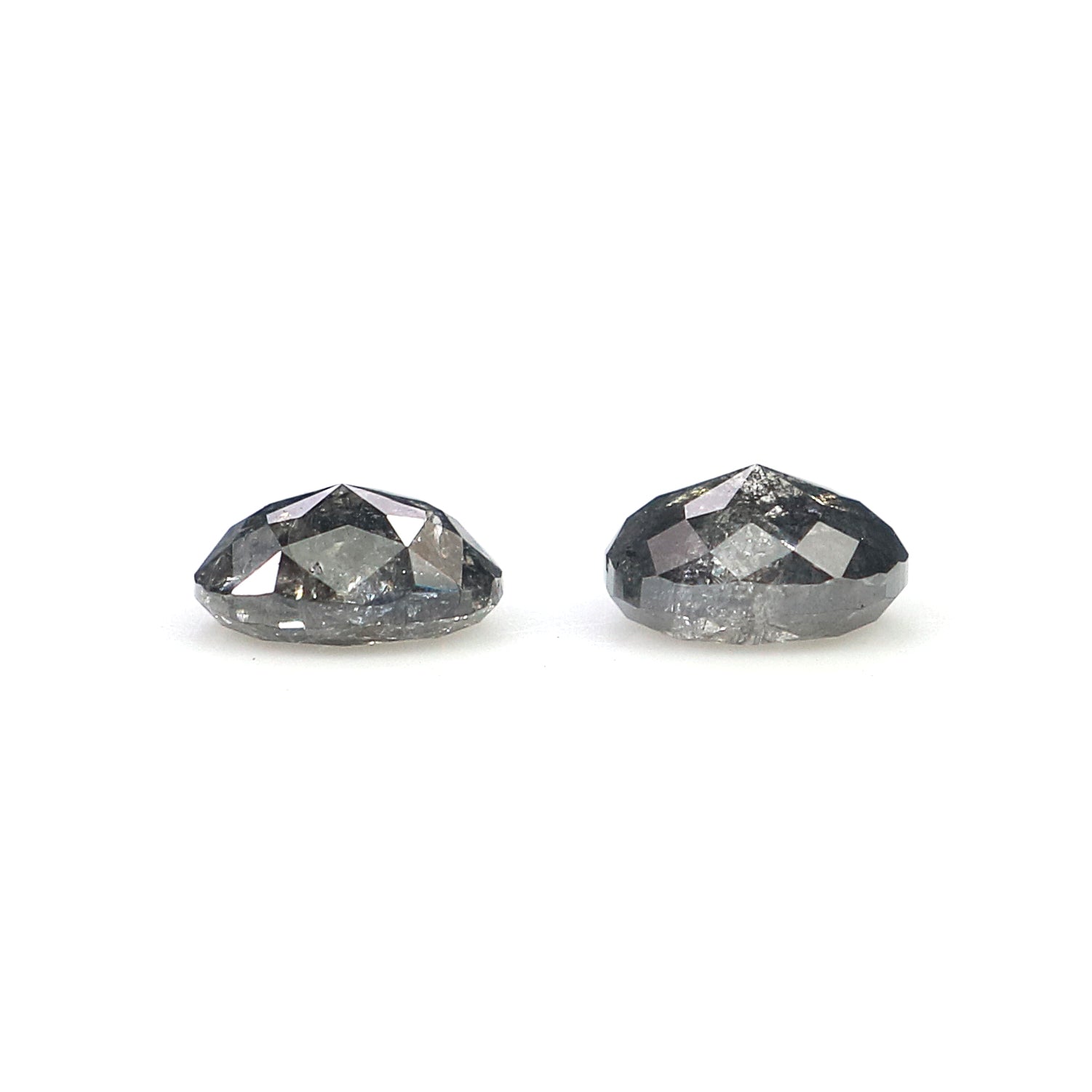 0.64 CT Natural Loose Oval Cut Pair Diamond Salt And Pepper Oval Shape Diamond 4.50 MM Natural Black Grey Color Oval Rose Cut Diamond L502