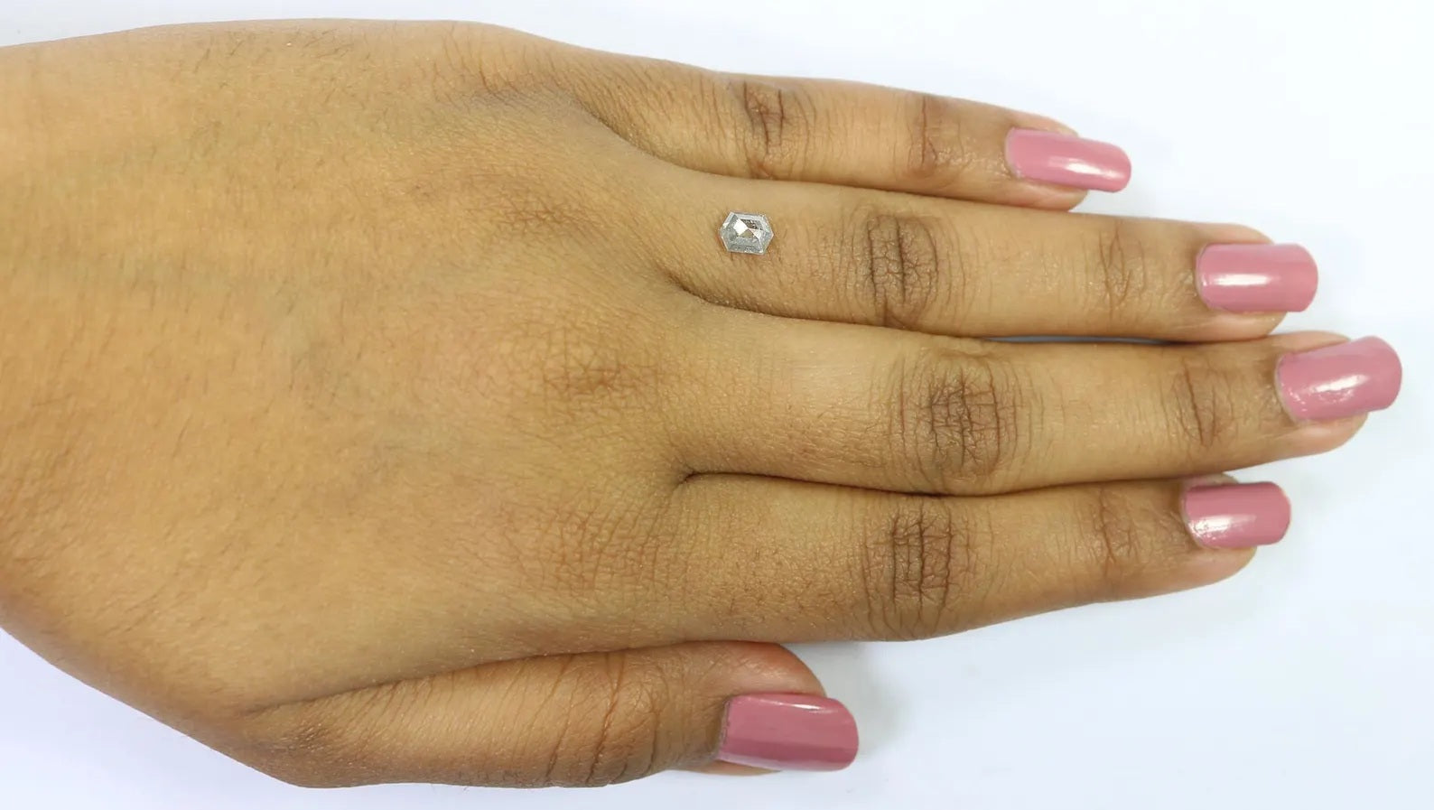 0.62 CT Natural Loose Hexagon Shape Diamond Salt And Pepper Hexagon Cut Diamond 5.70 MM Natural Grey Color Hexagon Rose Cut Diamond QN1435