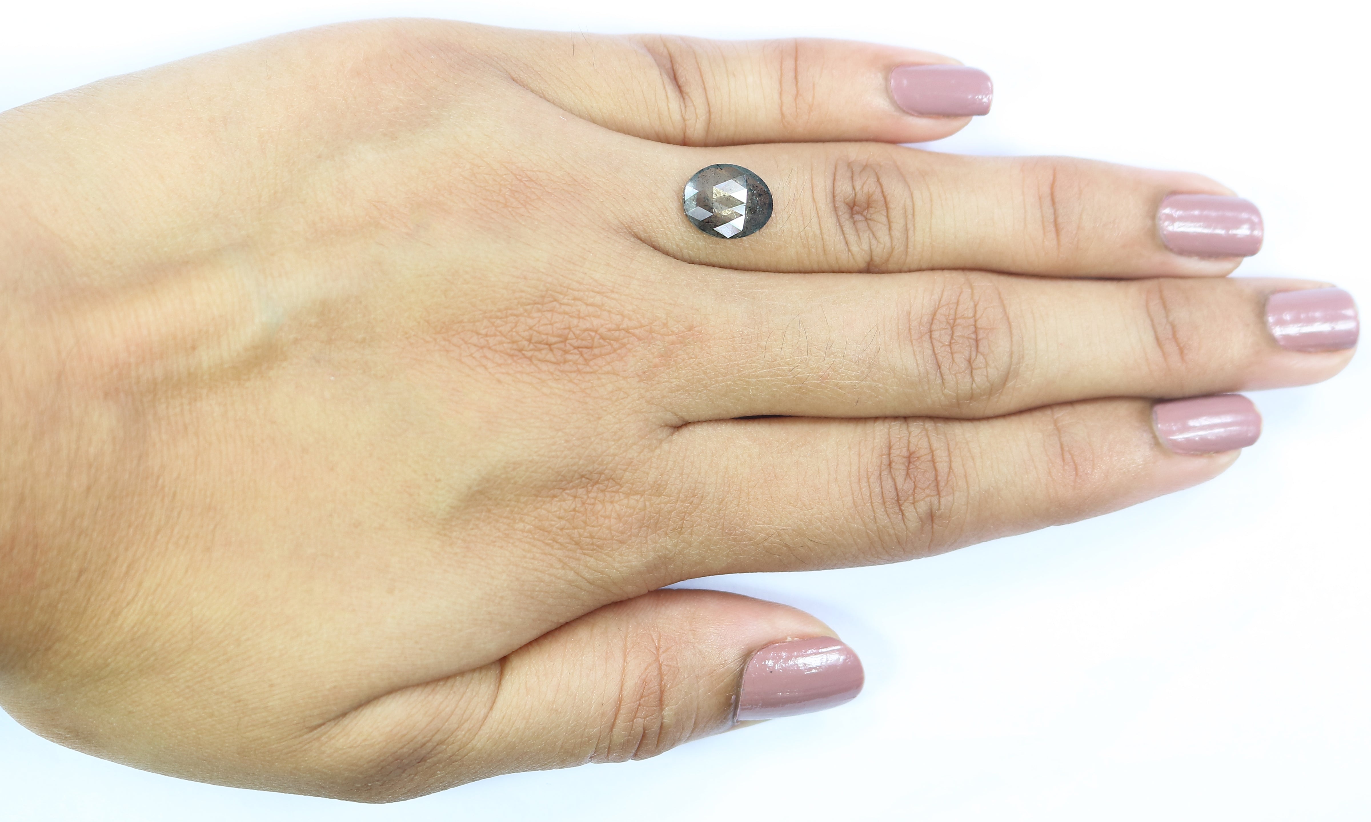 1.52 Ct Natural Loose Oval Shape Diamond Salt And Pepper Oval Diamond 9.70 MM Natural Diamond Black Grey Color Oval Rose Cut Diamond LQ2939