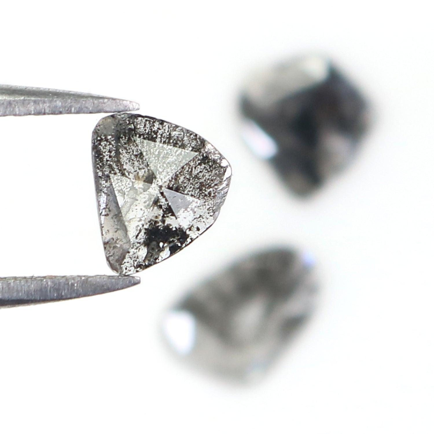 0.96 CT Natural Loose Slice Shape Diamond Salt And Pepper Slice Uncut Diamond 7.15 MM Natural Black Grey Diamond Irregular Cut Diamond L3559