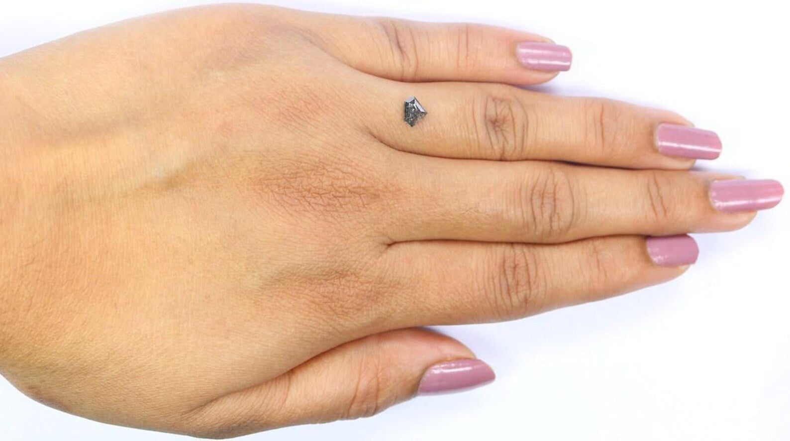 0.38 CT Natural Loose Shield Shape Diamond Salt And Pepper Shield Diamond 4.45 MM Natural Black Grey Color Shield Rose Cut Diamond NQ2174