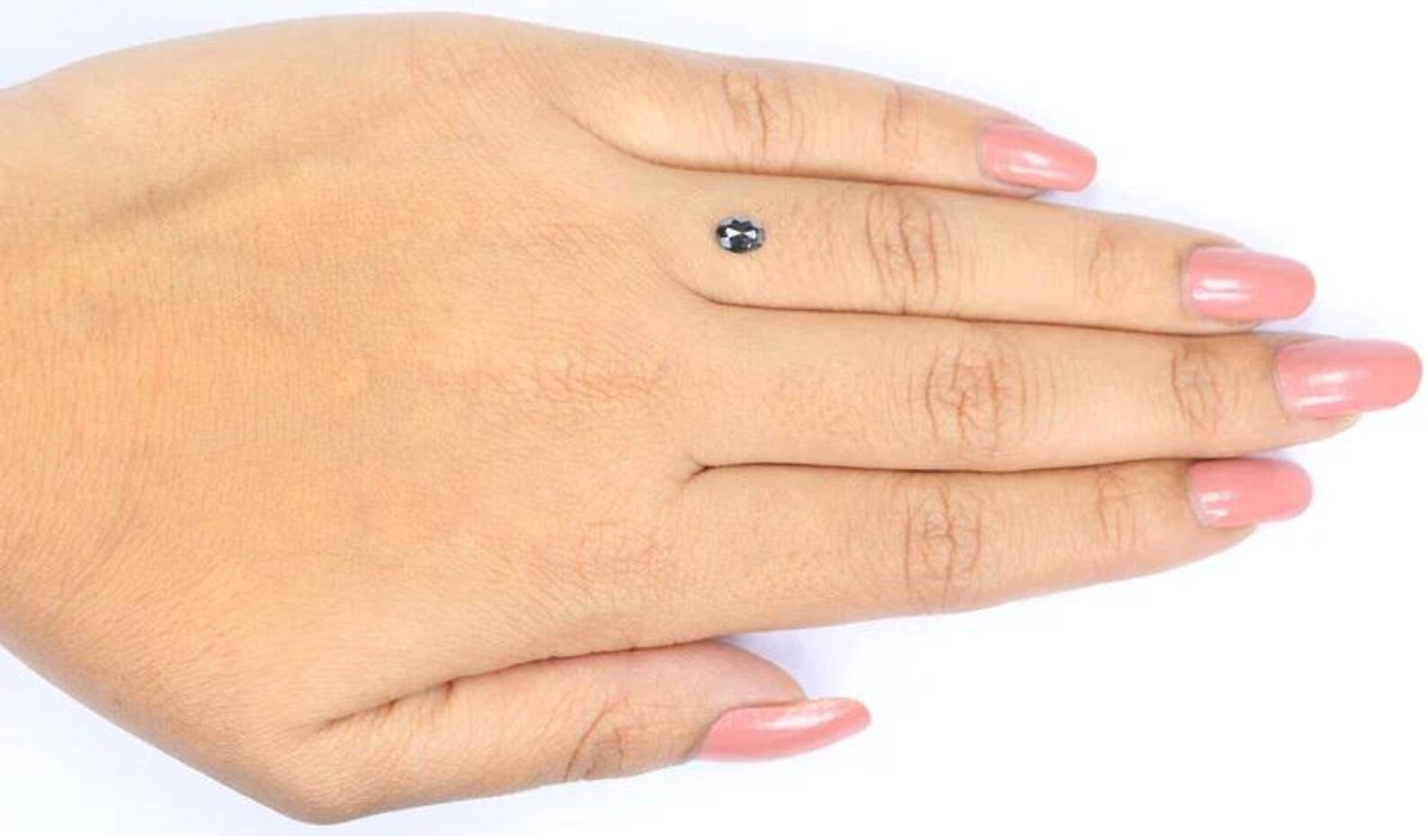 0.39 CT Natural Loose Oval Shape Diamond Salt And Pepper Oval Diamond 5.20 MM Natural Loose Black Grey Color Oval Rose Cut Diamond NQ2105