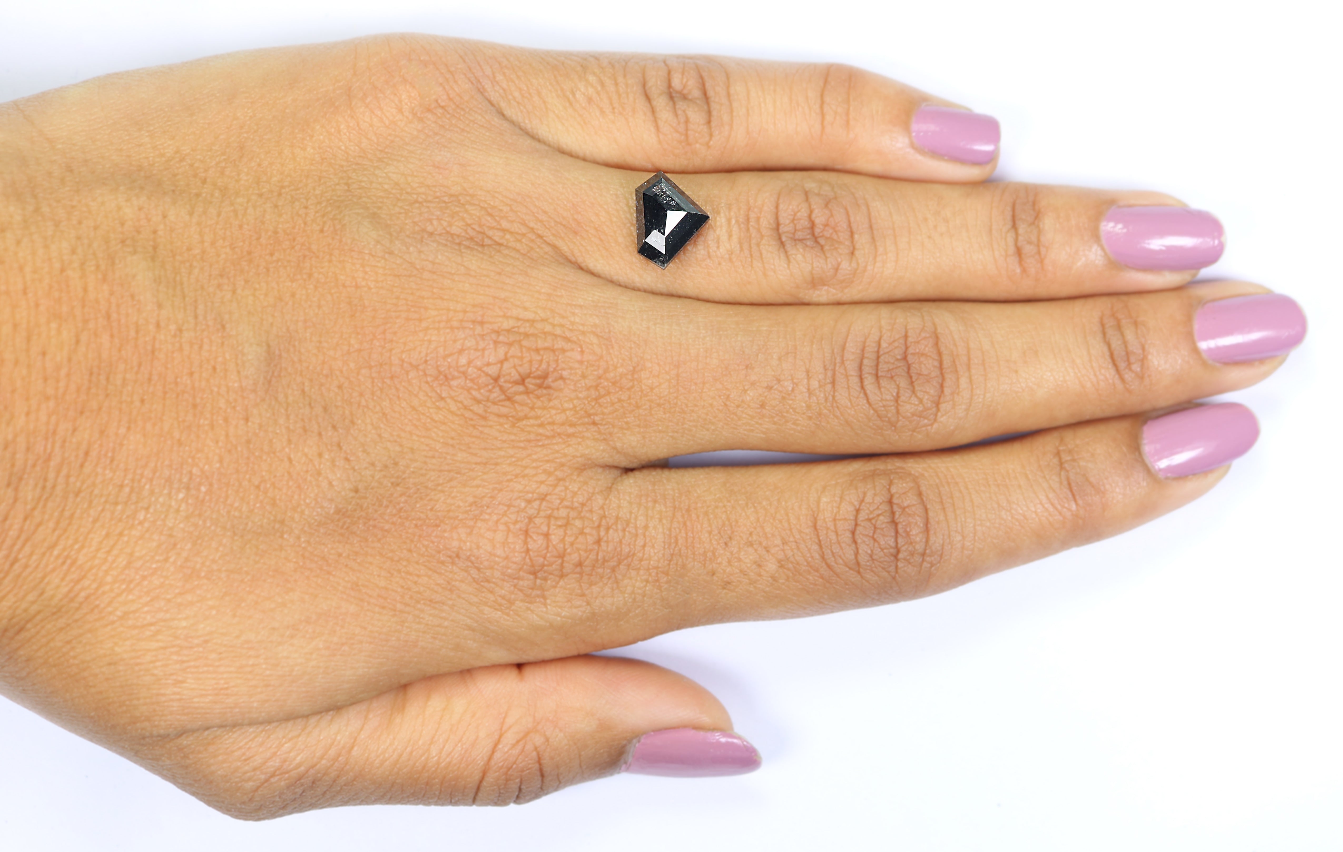 3.03 Ct Natural Loose Shield Shape Diamond Salt And Pepper Shield Cut Diamond 8.20 MM Black Gray Color Shield Shape Rose Cut Diamond QL1117