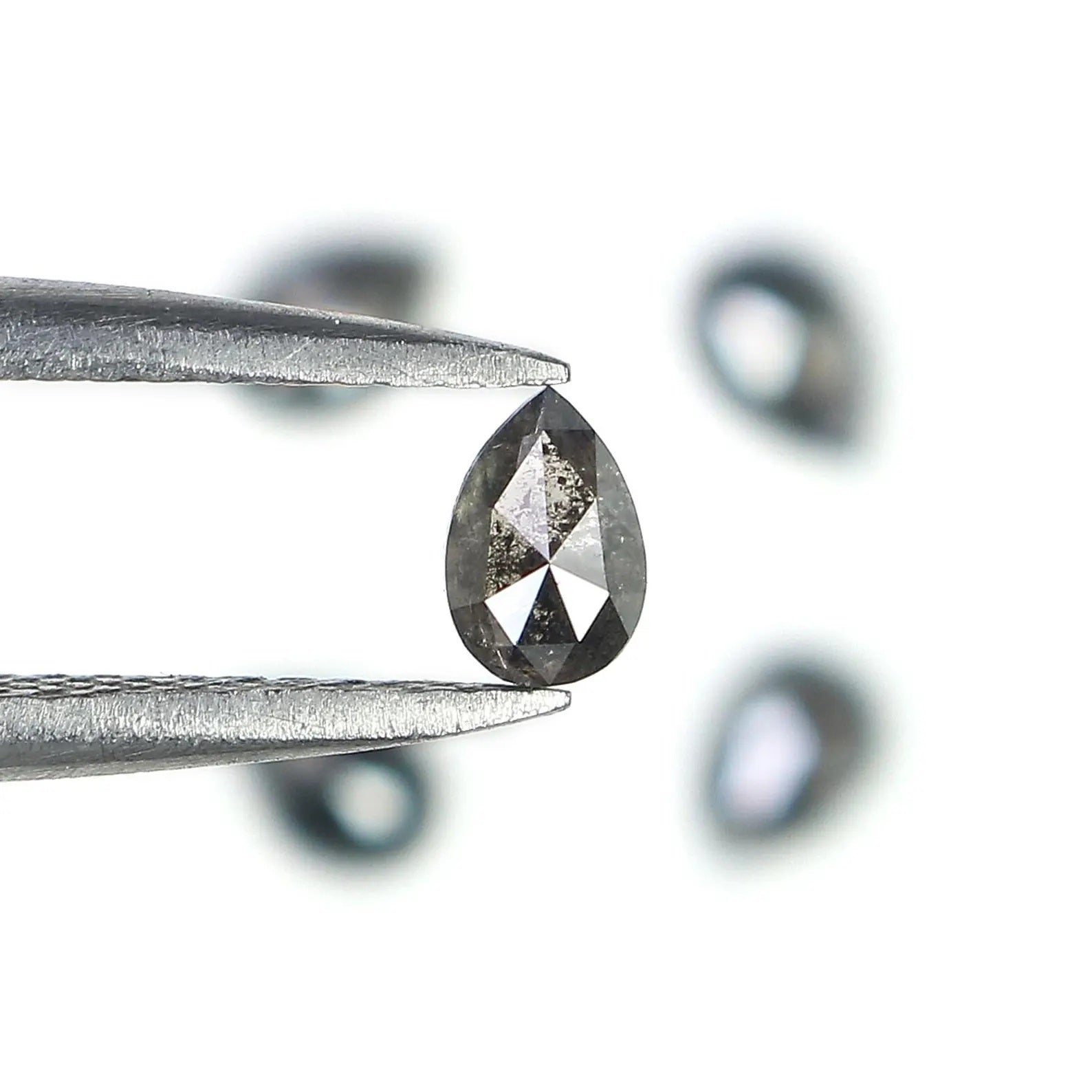 0.94 CT Natural Loose Pear Diamond Salt And Pepper Diamond 4.20 MM Natural Loose Diamond Black Grey Color Pear Shape Rose Cut Diamond NQ1568