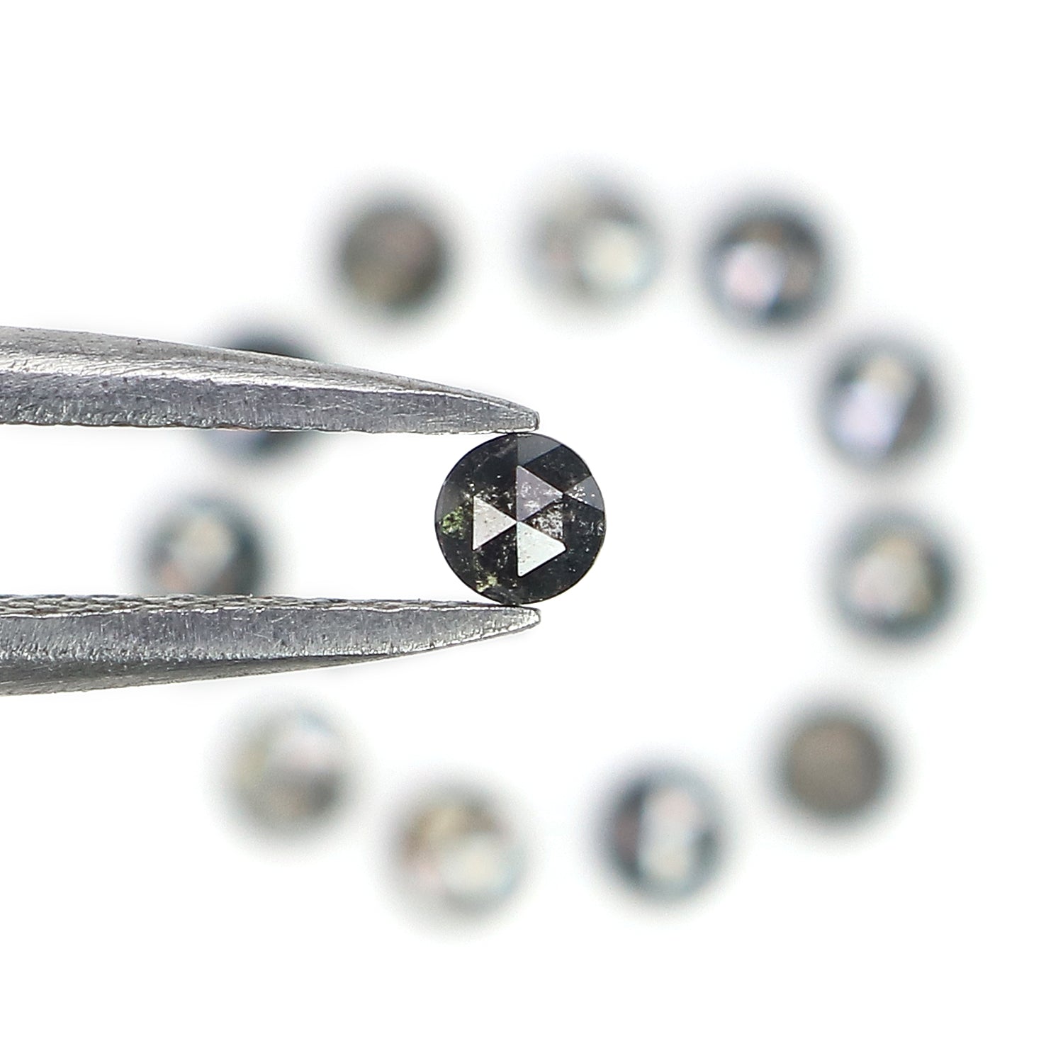 0.91 Ct Natural Loose Round Rose Cut Diamond Salt And Pepper Round Diamond 2.50 MM Natural Black Grey Color Round Rose Cut Diamond LQ7993