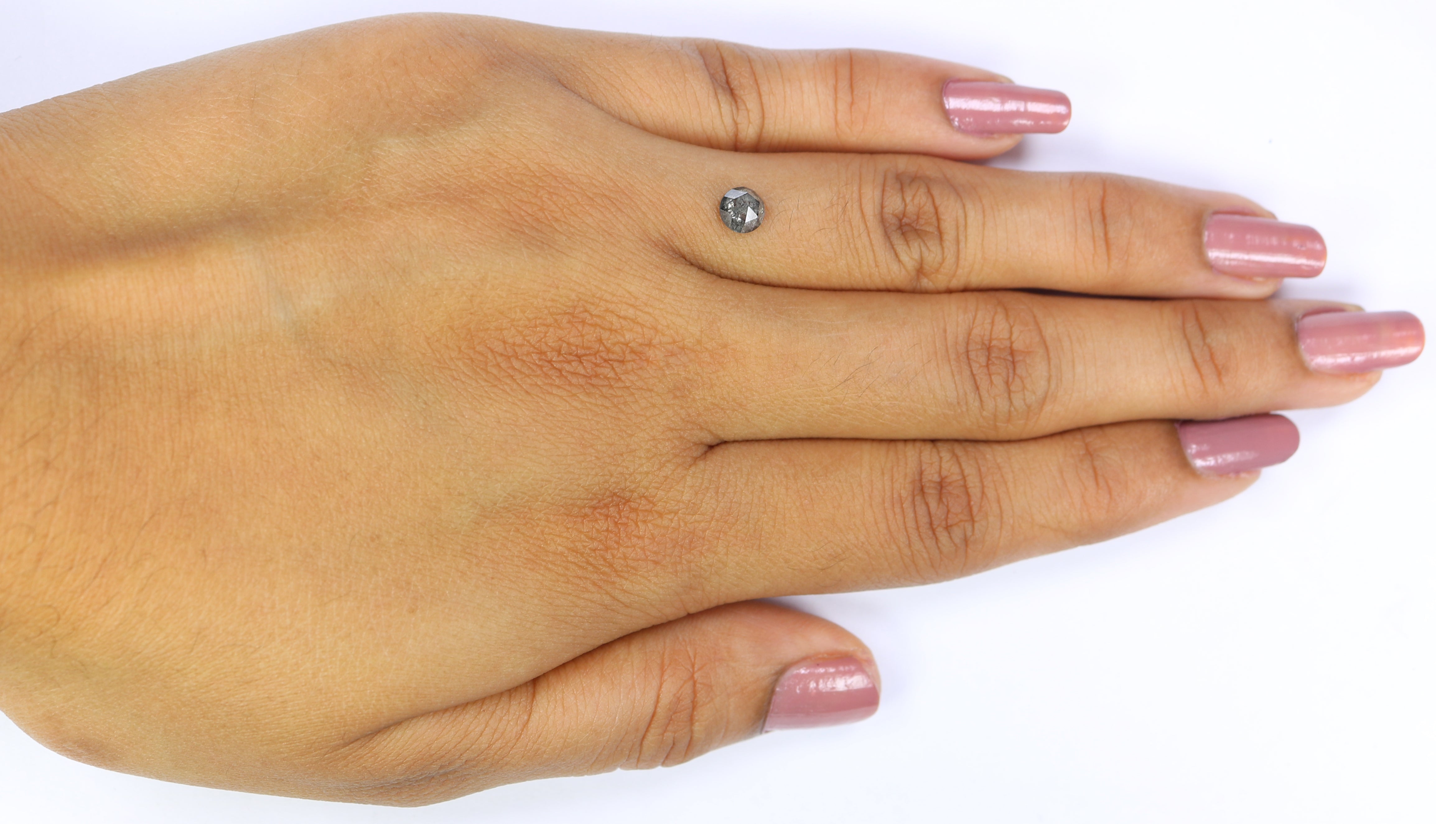 0.53 Ct Natural Loose Round Rose Cut Diamond Salt And Pepper Round Shape Diamond 4.65 MM Natural Black Grey Color Rose Cut Diamond KQ2664