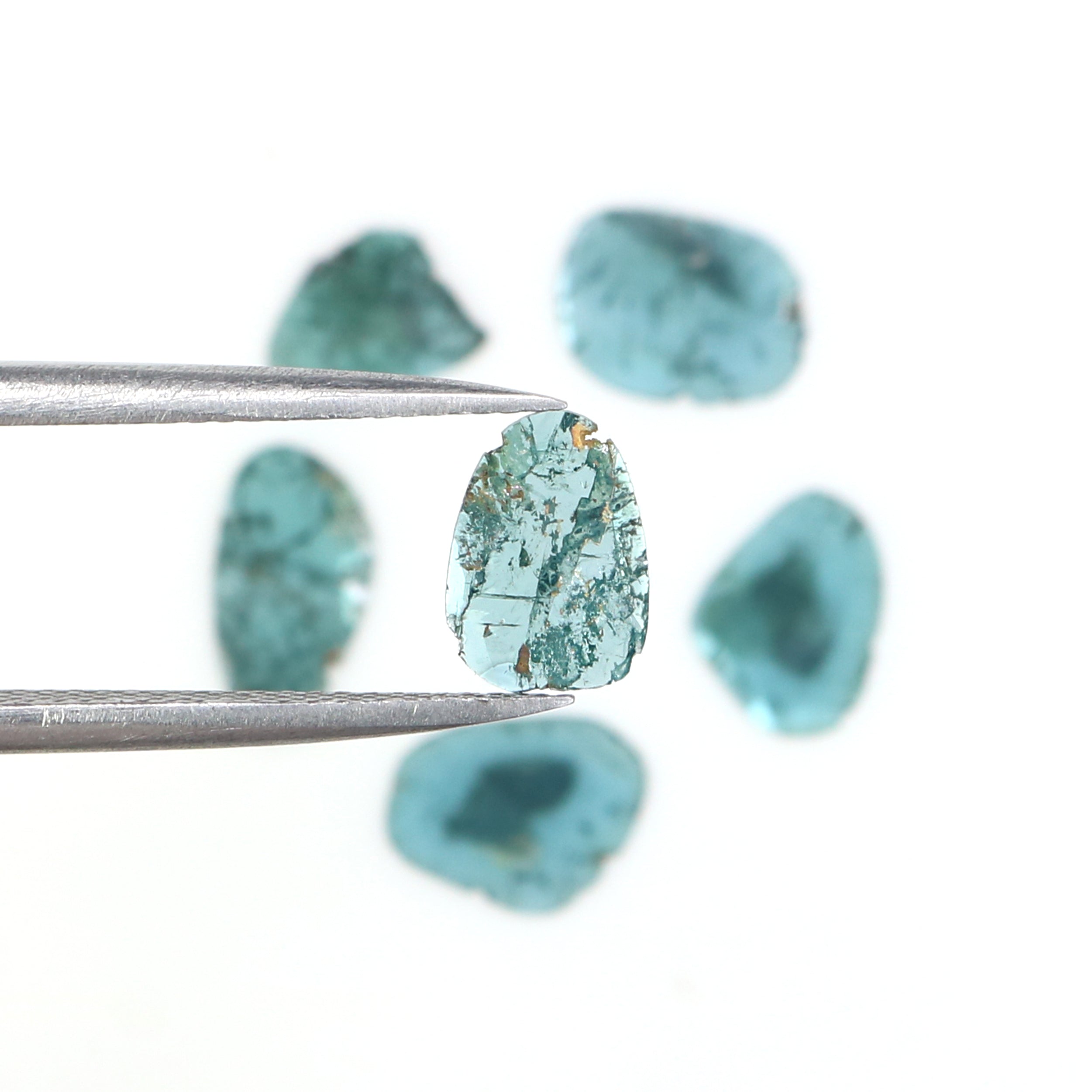 1.36 CT Natural Loose Slice Shape Diamond Blue Color Slice Cut Diamond 8.10 MM Natural Loose Blue Color Slice Irregular Cut Diamond KQ2685