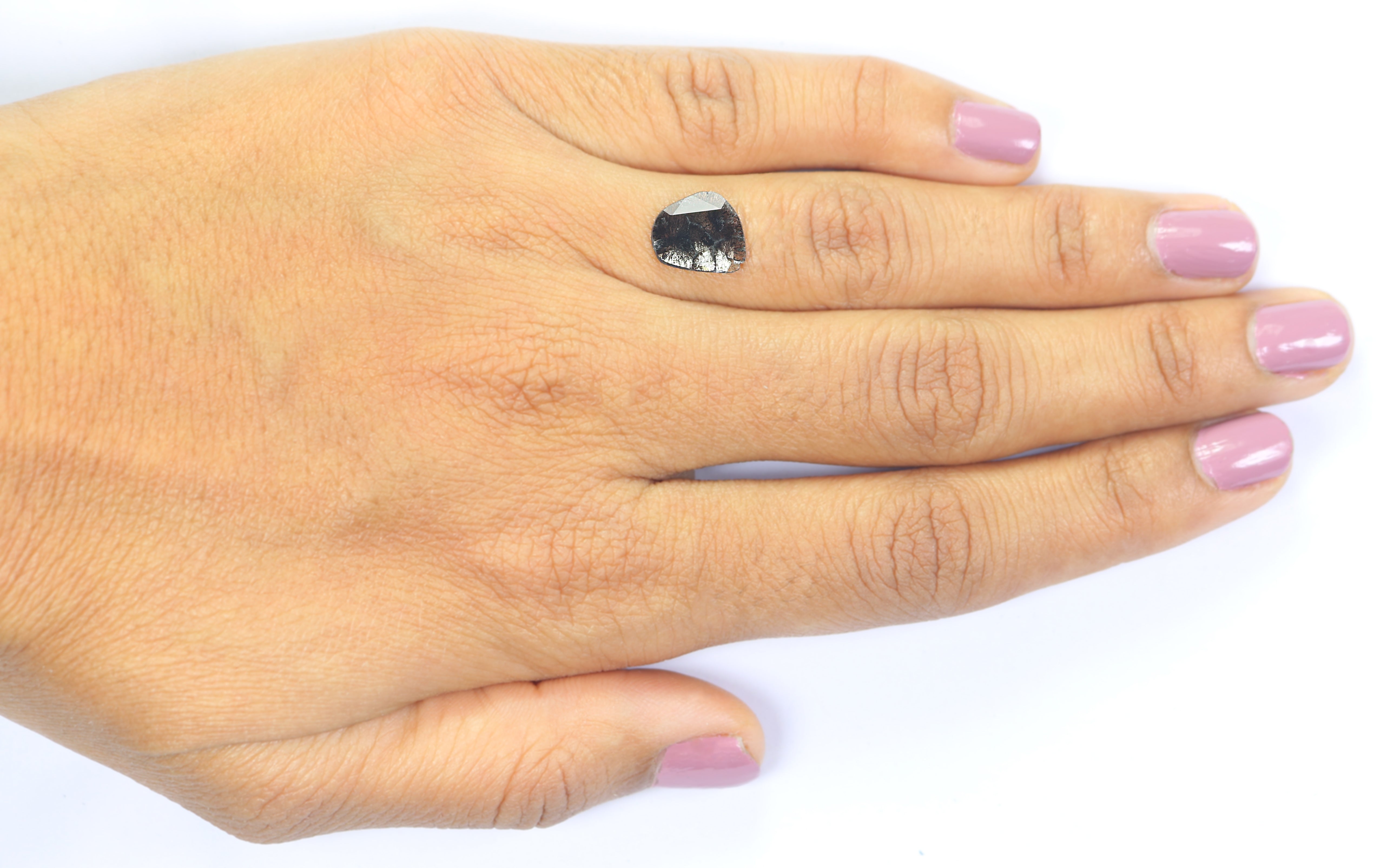 0.90 CT Natural Loose Slice Shape Diamond Salt And Pepper Slice Uncut Diamond 10.20 MM Natural Black Grey Slice Irregular Cut Diamond L3478