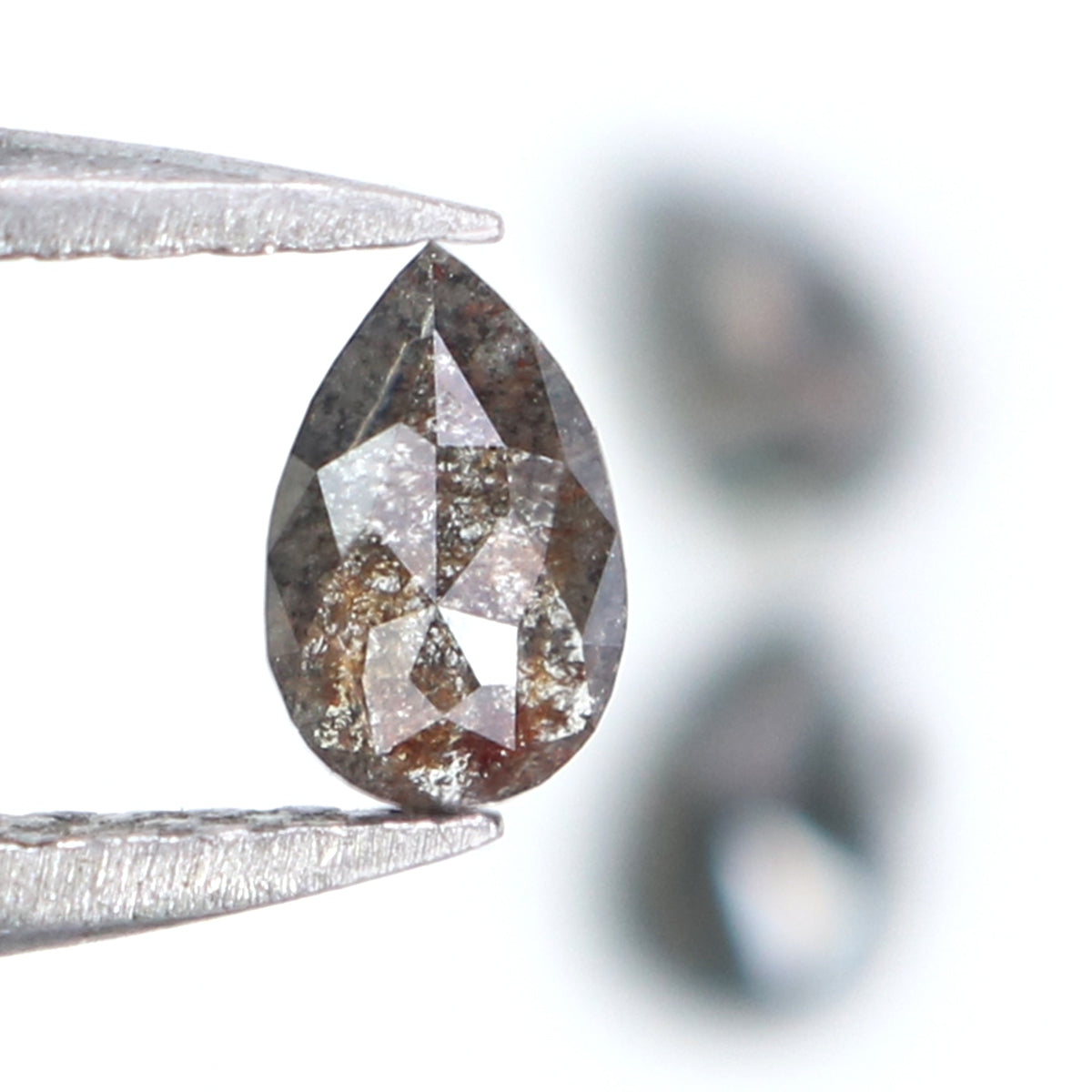 Natural Loose Pear Diamond, Salt And Pepper Pear Diamond, Natural Loose Diamond, Pear Rose Cut Diamond, 0.55 CT Pear Cut Diamond L2790