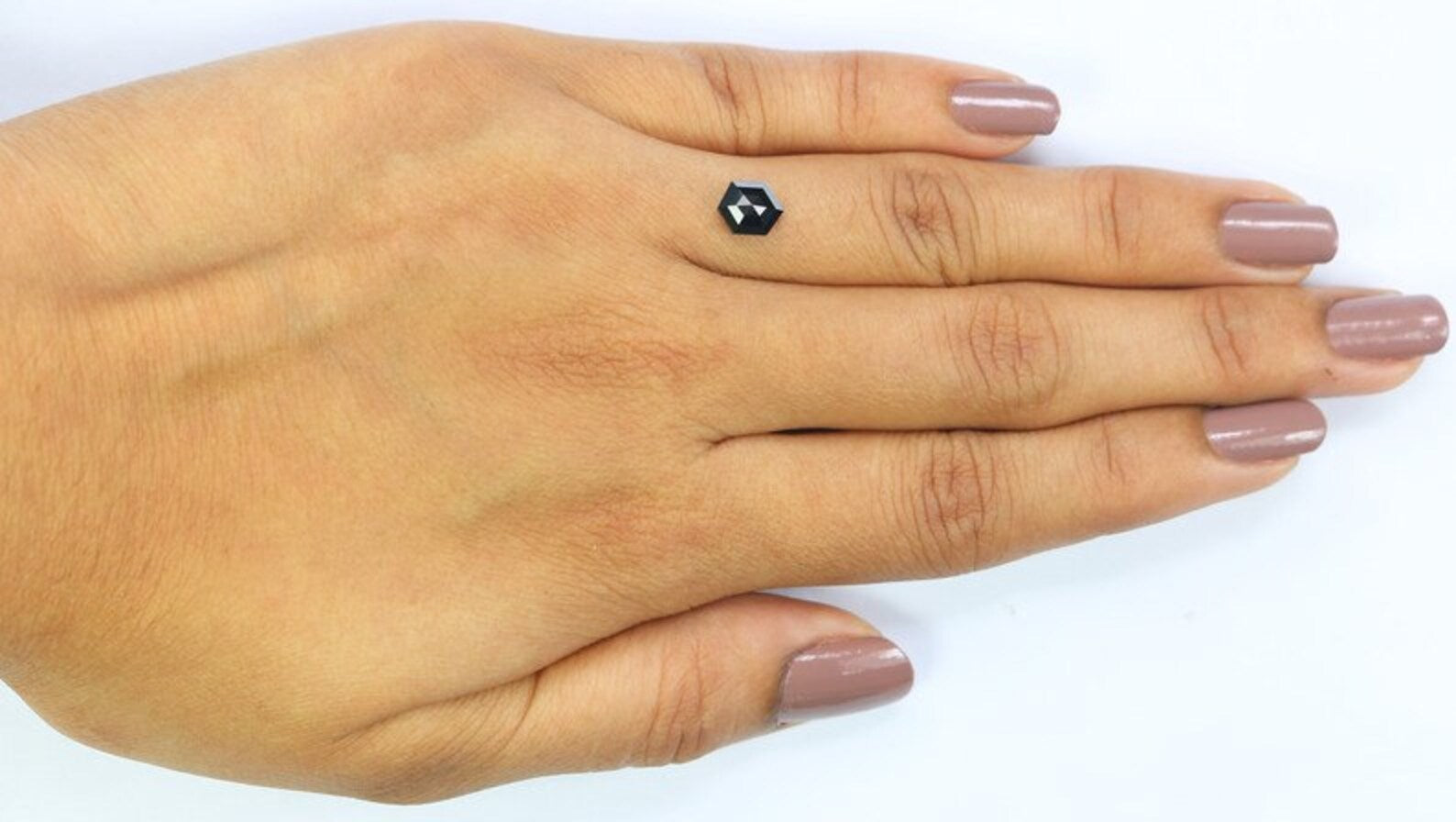 0.91 CT Natural Loose Hexagon Shape Diamond Black Color Hexagon Cut Diamond 6.85 MM Natural Diamond Black Hexagon Rose Cut Diamond NQ555