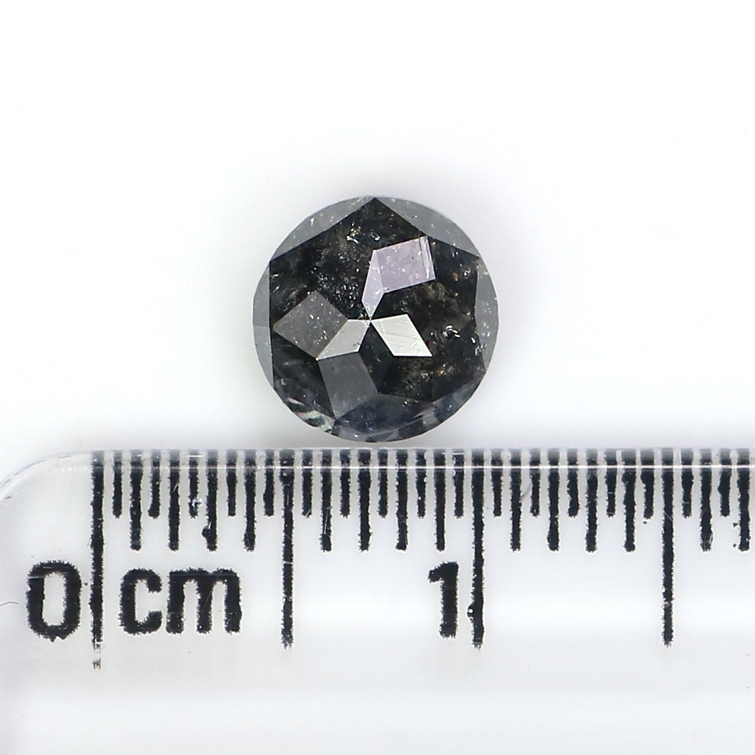 1.17 Ct Natural Loose Round Rose Cut Diamond Salt And Pepper Round Shape Diamond 6.60 MM Natural Black Grey Round Rose Cut Diamond KQ2718