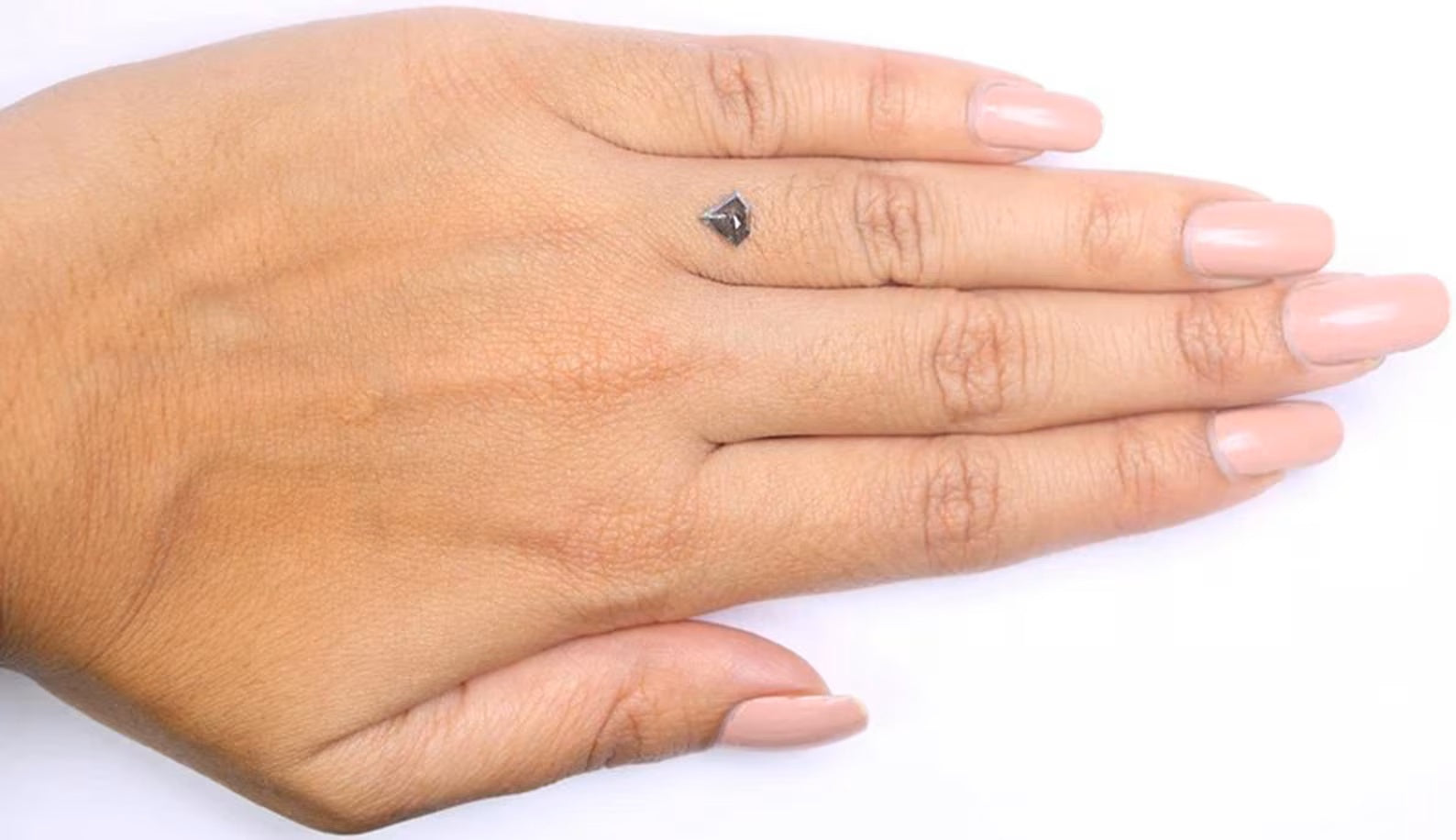 0.39 CT Natural Loose Shield Shape Diamond Salt And Pepper Shield Diamond 5.60 MM Natural Black Gray Color Shield Rose Cut Diamond NQ9325