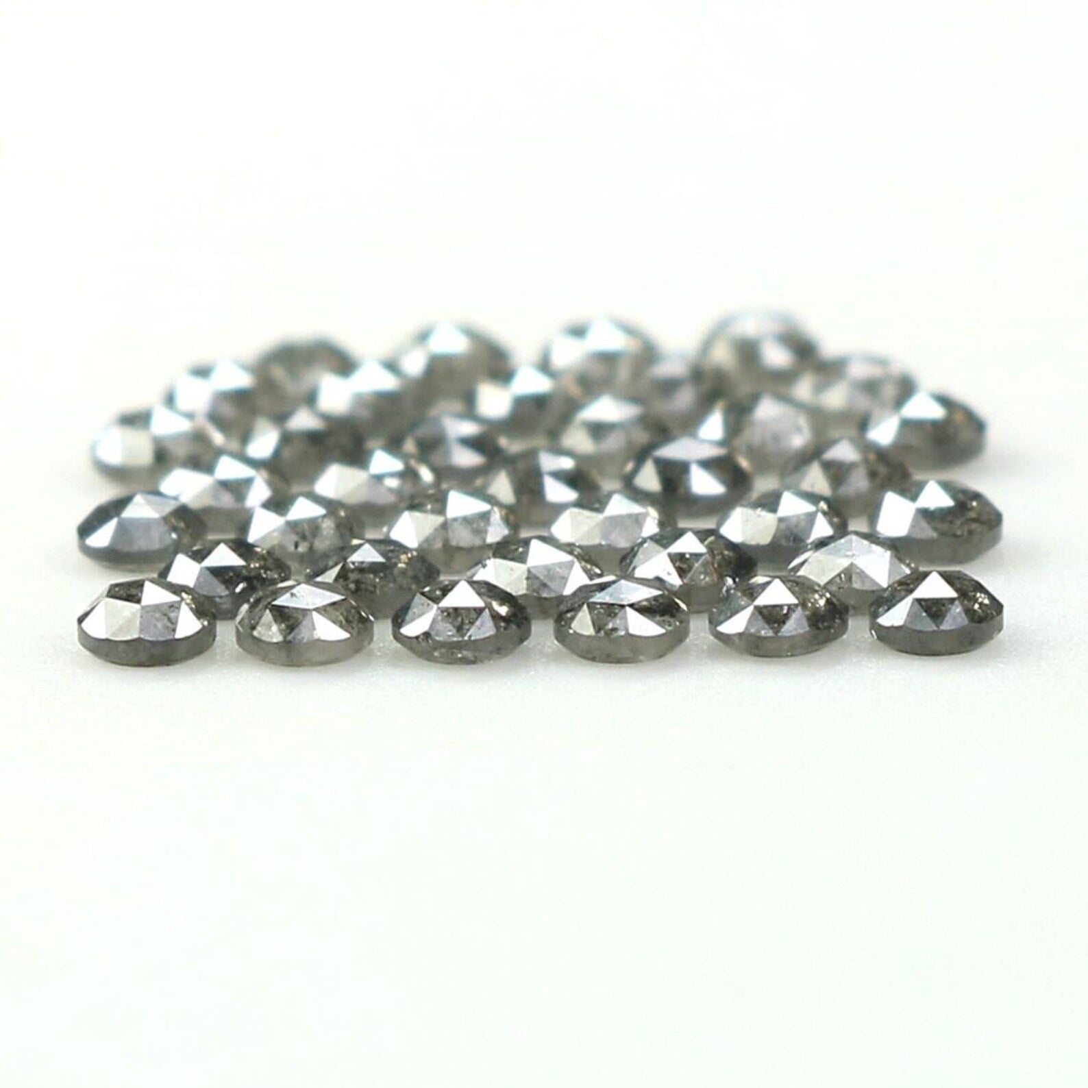 1.11 CT Natural Loose Round Shape Diamond Salt And Pepper Round Cut Diamond 1.80 MM Natural Black Grey Color Round Rose Cut Diamond NQ1607