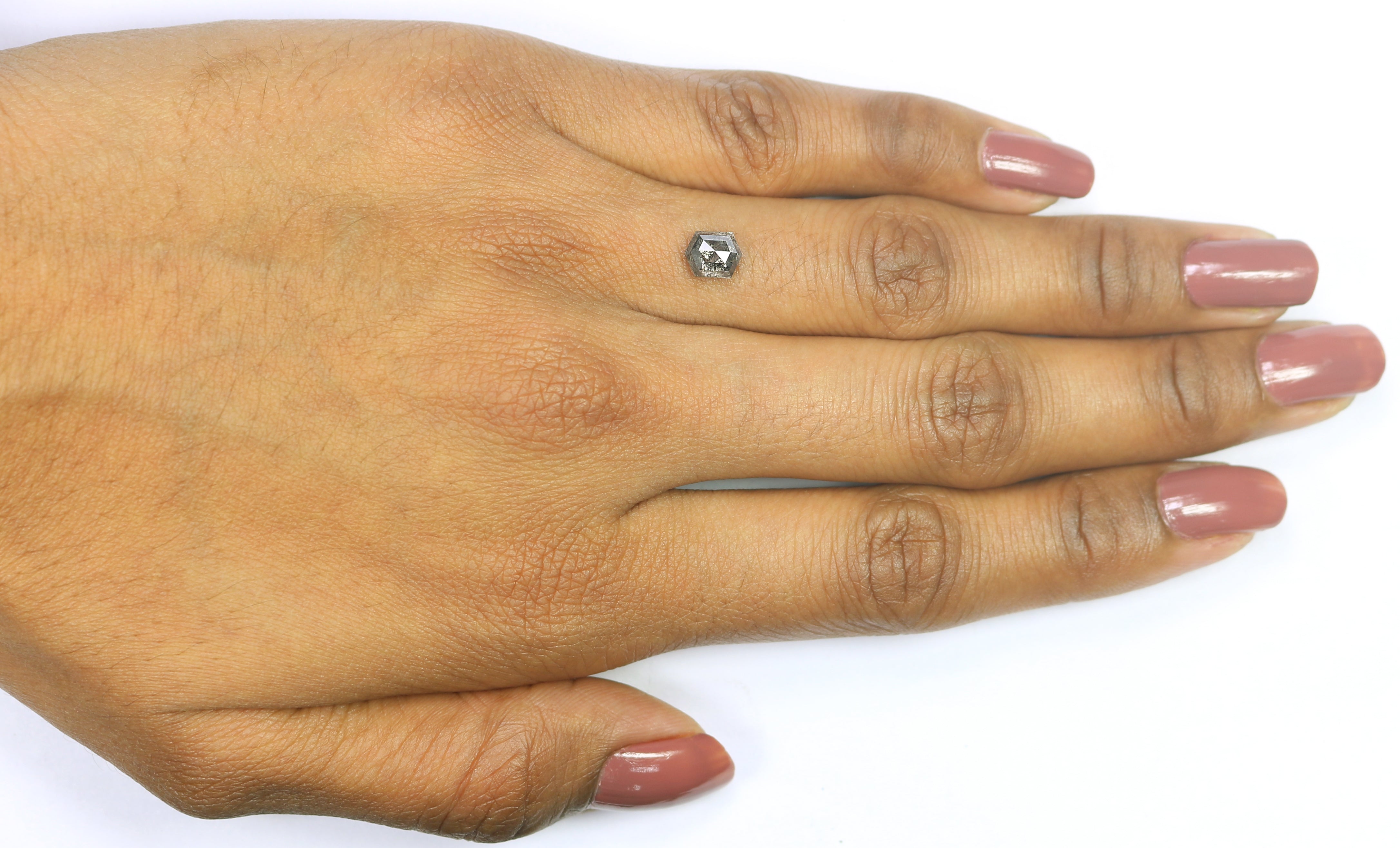 1.00 CT Natural Loose Hexagon Shape Diamond Salt And Pepper Hexagon Diamond 6.35 MM Black Grey Color Hexagon Shape Rose Cut Diamond KDL276