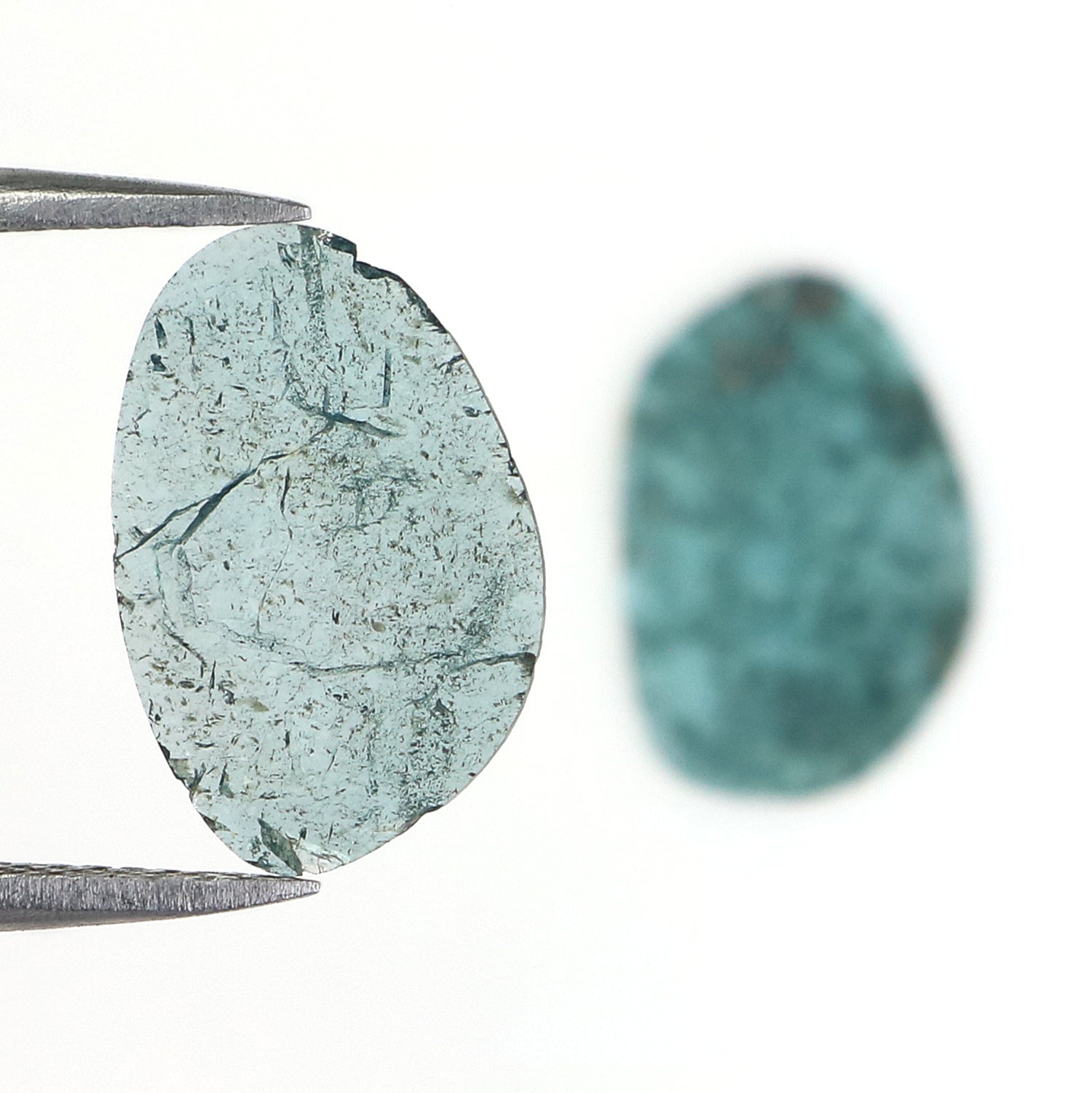 1.12 CT Natural Loose Slice Shape Diamond Blue Color Slice Cut Diamond 12.60 MM Natural Loose Blue Color Slice Irregular Cut Diamond LQ725