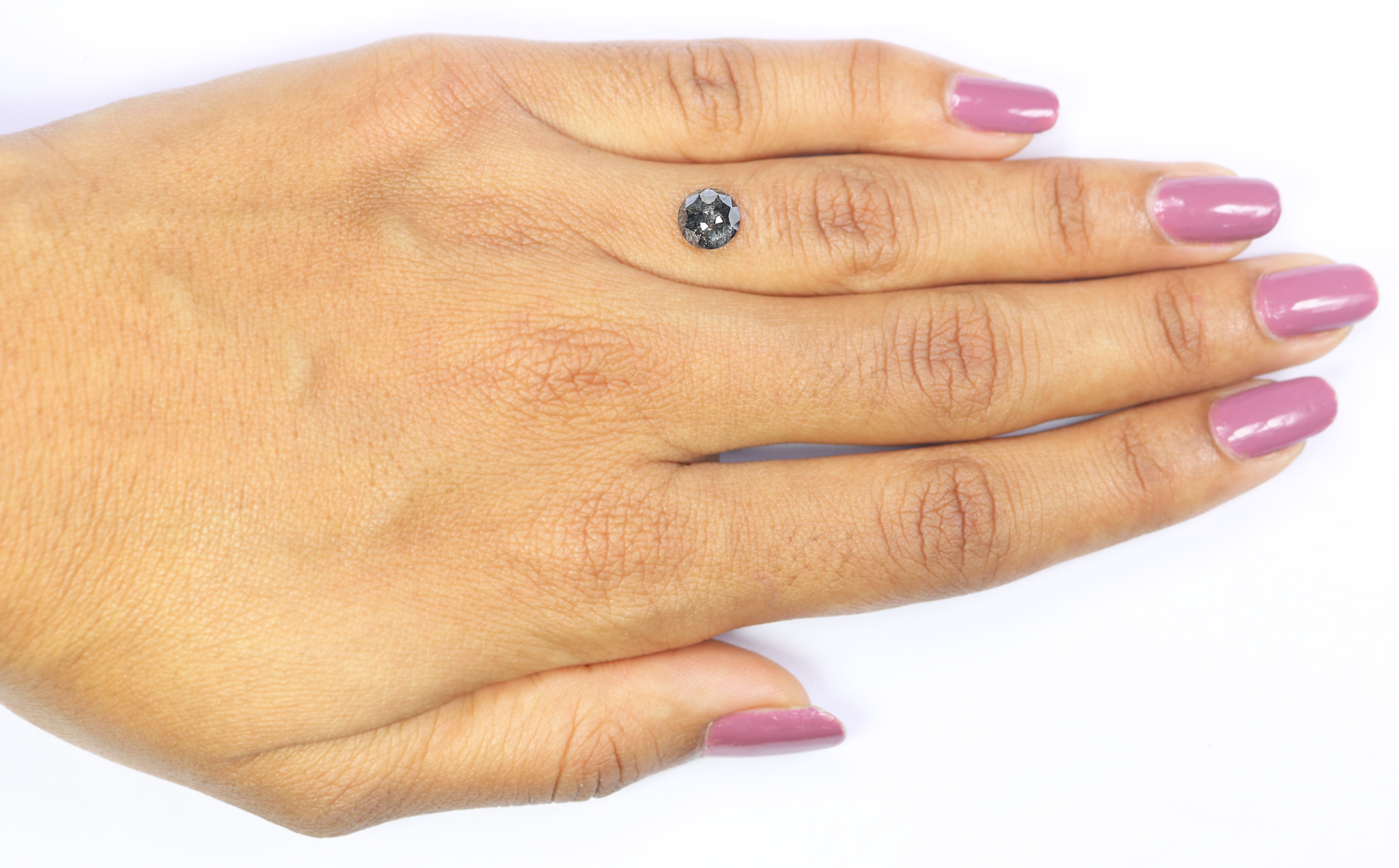 1.23 Ct Natural Loose Round Rose Cut Diamond Black Color Rose Cut Diamond 6.80 MM Natural Loose Salt And Pepper Rose Cut Diamond LQ1167