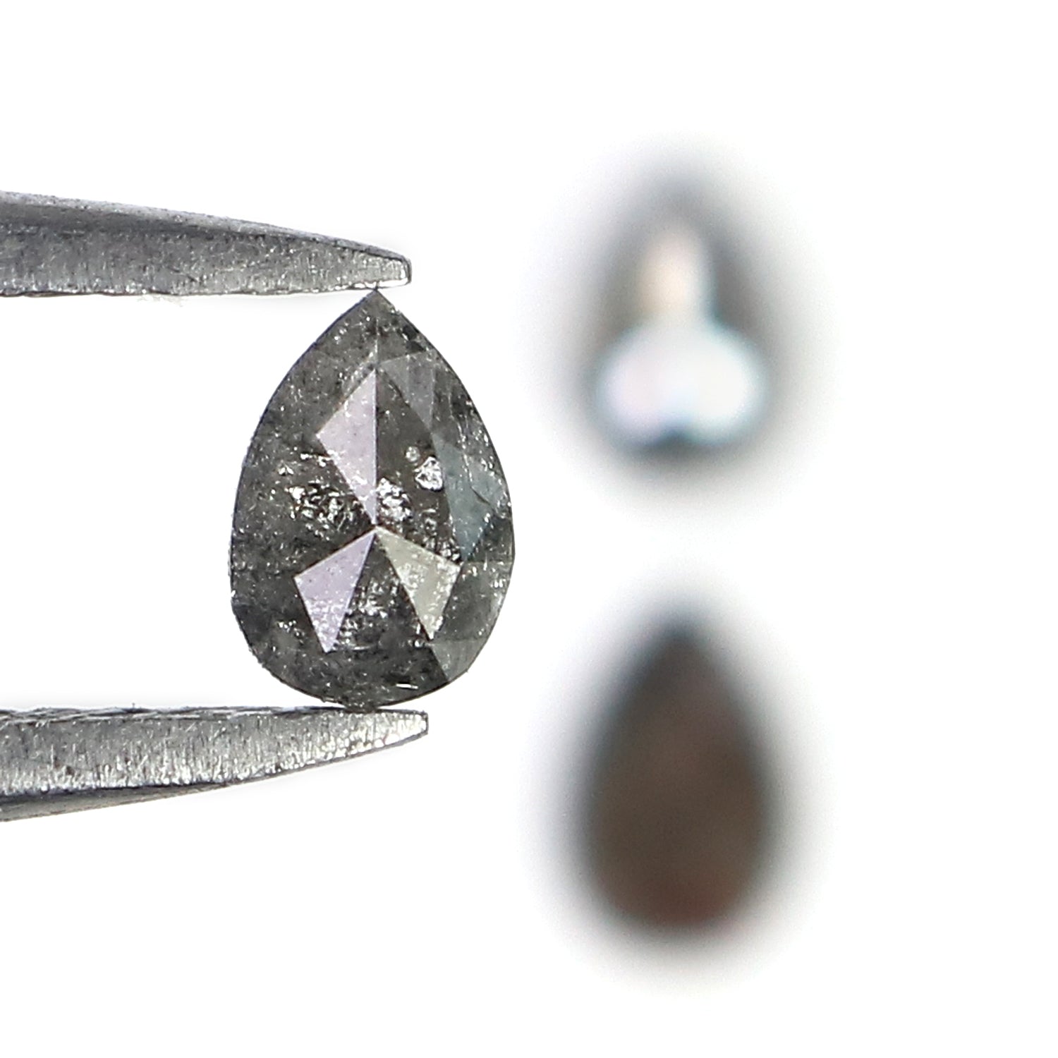 0.55 CT Natural Loose Pear Shape Diamond Salt And Pepper Pear Cut Diamond 4.50 MM Natural Black Grey Color Pear Rose Cut Diamond LQ2790