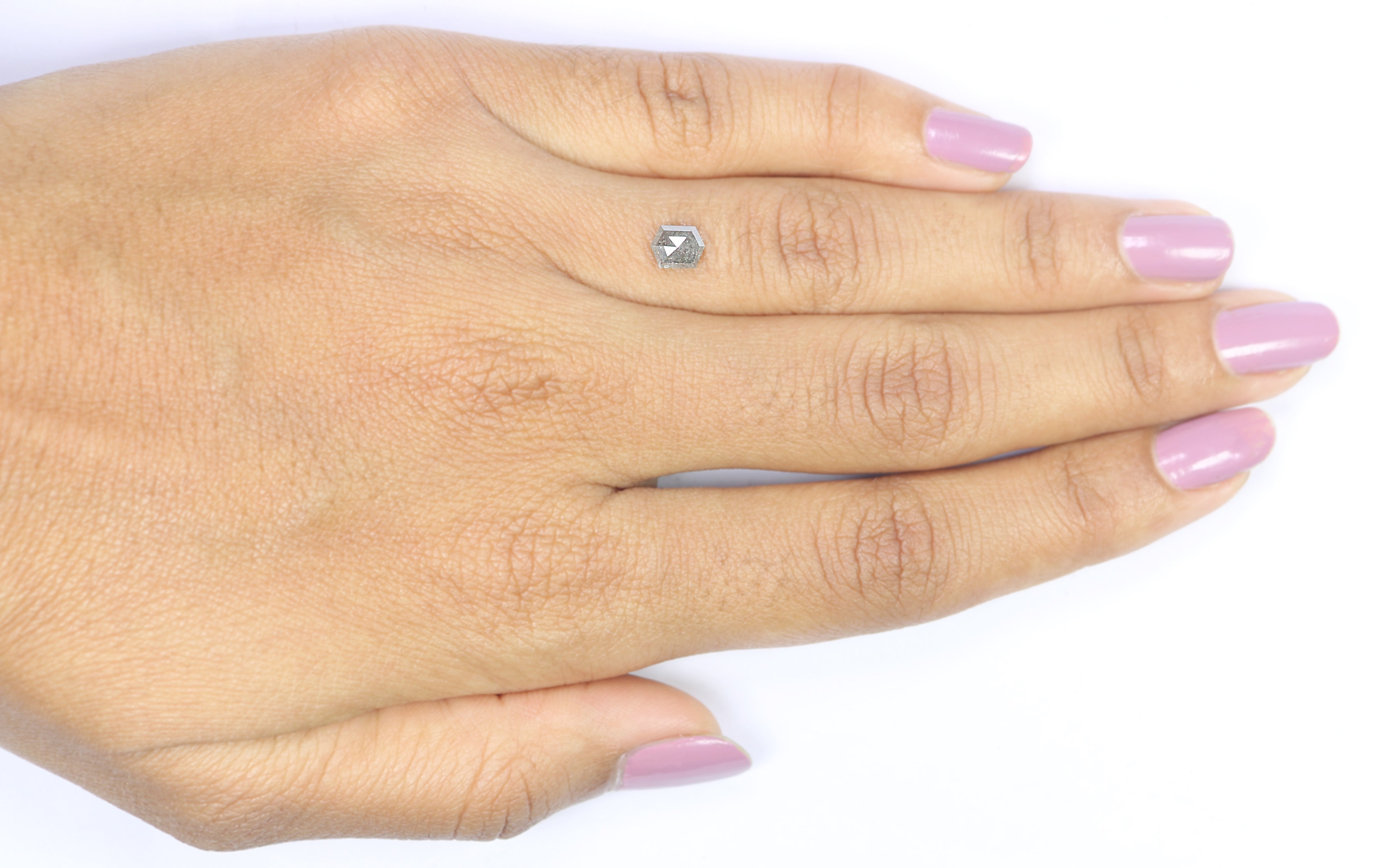 0.64 CT Natural Loose Hexagon Shape Diamond Salt And Pepper Hexagon Cut Diamond 5.75 MM Natural Grey Color Hexagon Rose Cut Diamond LQ809