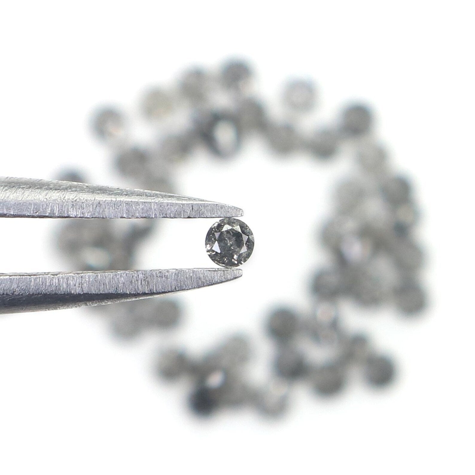 1.15 CT Natural Loose Round Shape Diamond Salt And Pepper Round Diamond 1.70 MM Natural Black Grey Color Round Brilliant Cut Diamond NQ706