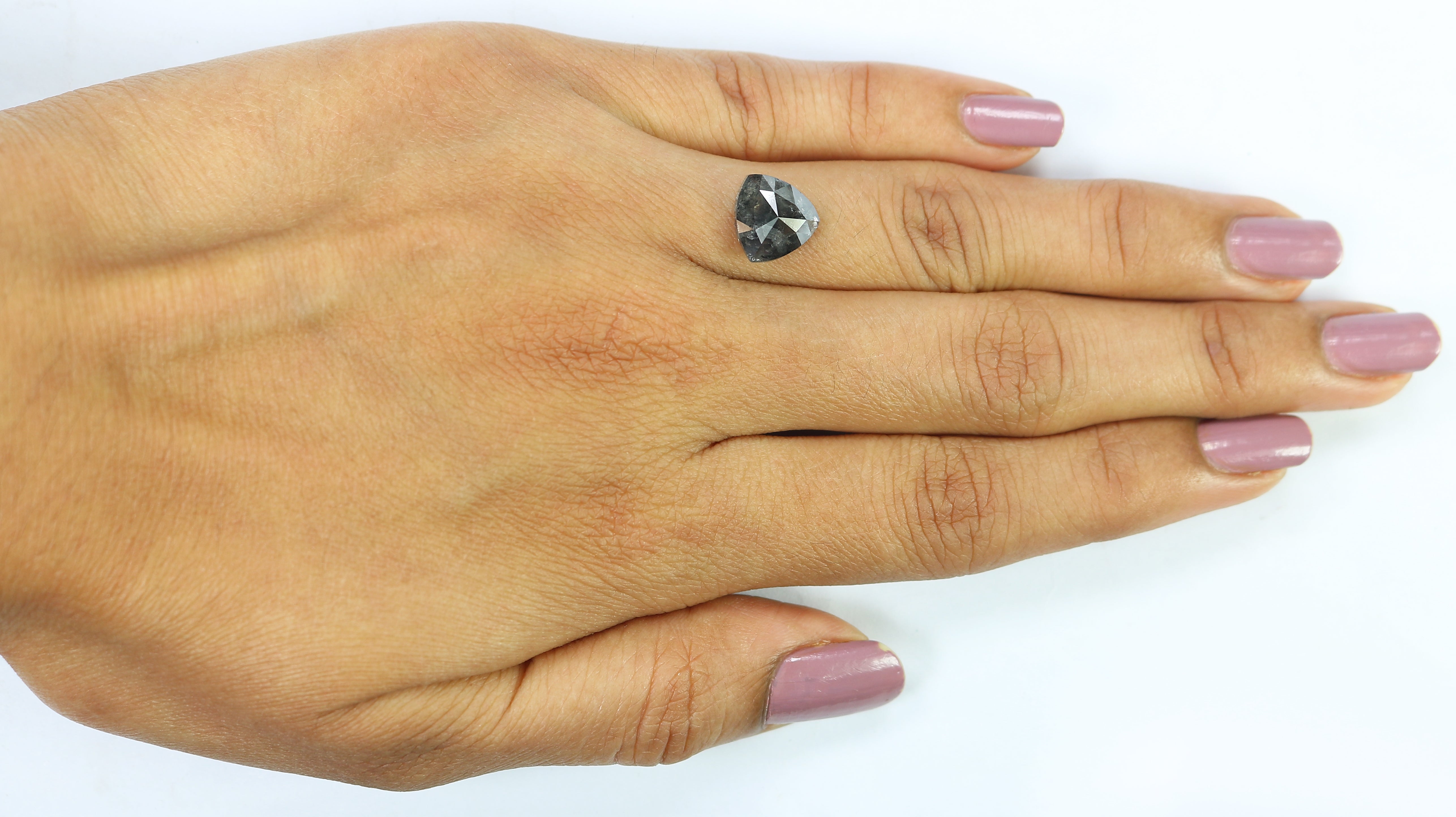 2.60 Ct Natural Loose Triangle Shape Diamond Salt And Pepper Diamond 9.20 MM Natural Diamond Black Grey Color Triangle Cut Diamond LQ3042