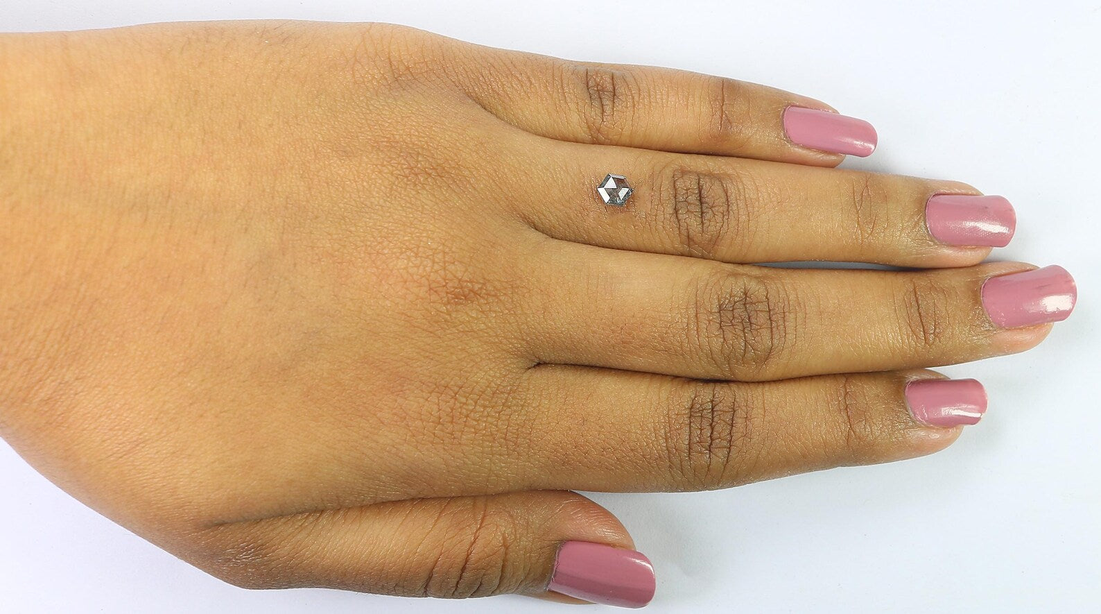 0.43 Ct Natural Loose Hexagon Shape Diamond Salt And Pepper Hexagon Diamond 5.00 MM Natural Black Grey Color Hexagon Rose Cut Diamond QN601