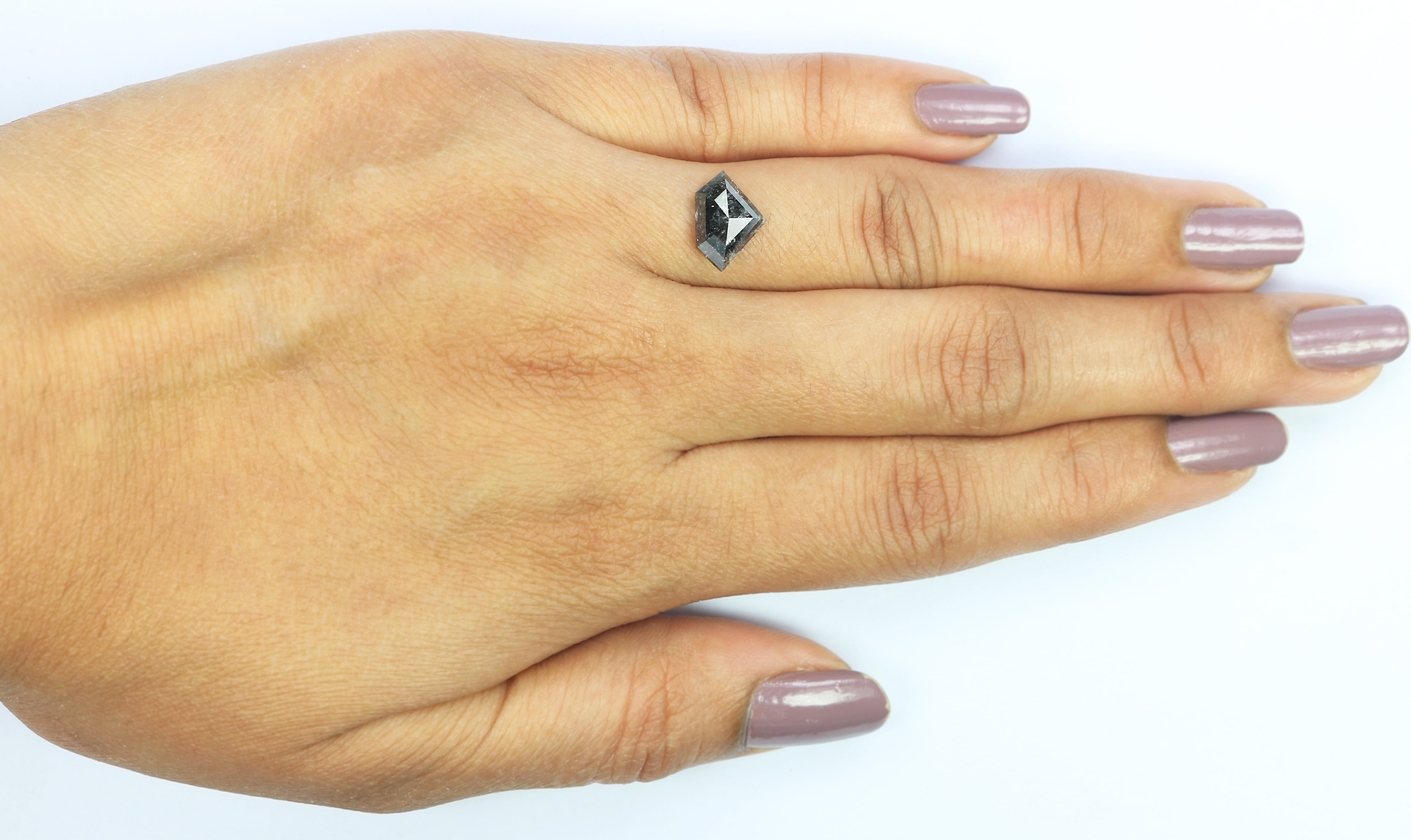 2.05 Ct Natural Loose Shield Shape Diamond Salt And Pepper Shield Cut Diamond 7.50 MM Natural Black Gray Color Shield Rose Cut Diamond LC20