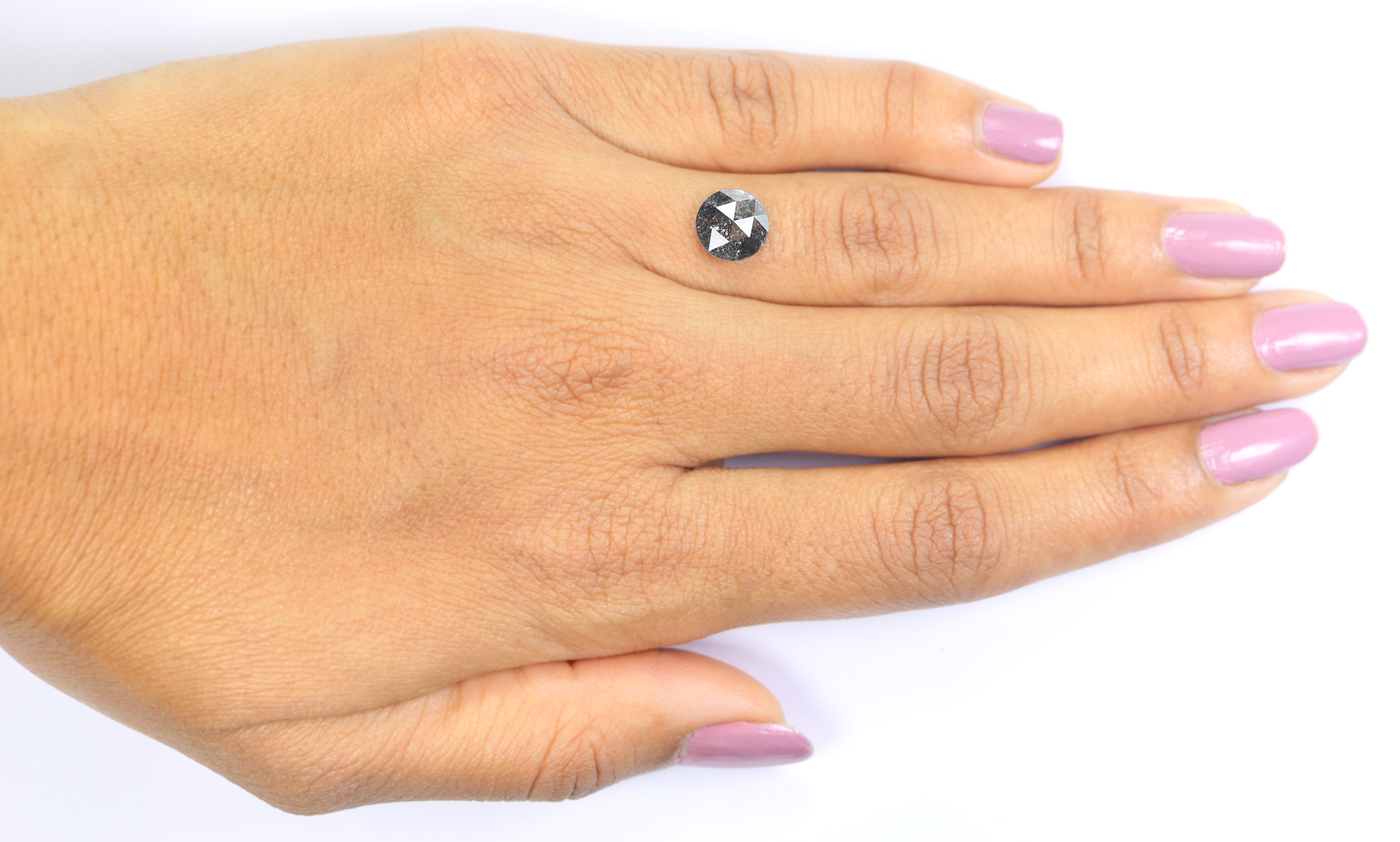 1.80 Ct Natural Loose Round Rose Cut Diamond Black Grey Color Rose Cut Diamond 8.10 MM Natural Loose Salt And Pepper Rose Cut Diamond QL1536