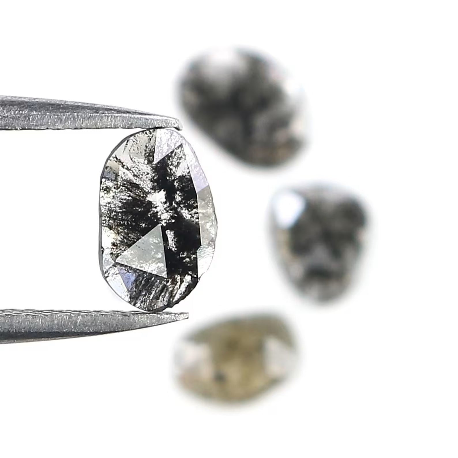 1.08 CT Natural Loose Slice Shape Diamond Salt And Pepper Slice Cut Diamond 7.55 MM Natural Black Grey Color Slice Rose Cut Diamond NQ2535