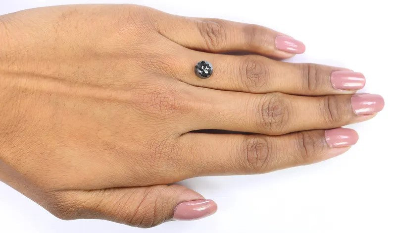 1.78 CT Natural Loose Round Rose Cut Diamond Salt And Pepper Round Shape Diamond 7.20 MM Natural Black Grey Color Rose Cut Diamond QN9666