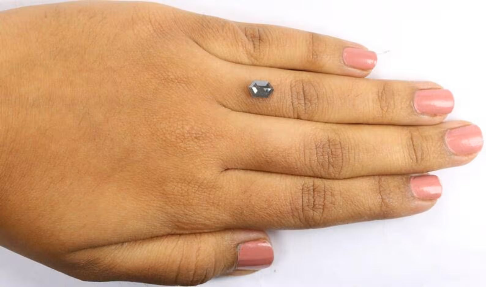 1.06 CT Natural Loose Hexagon Shape Diamond Salt And Pepper Hexagon Cut Diamond 7.70 MM Natural Grey Color Hexagon Rose Cut Diamond NQ7118