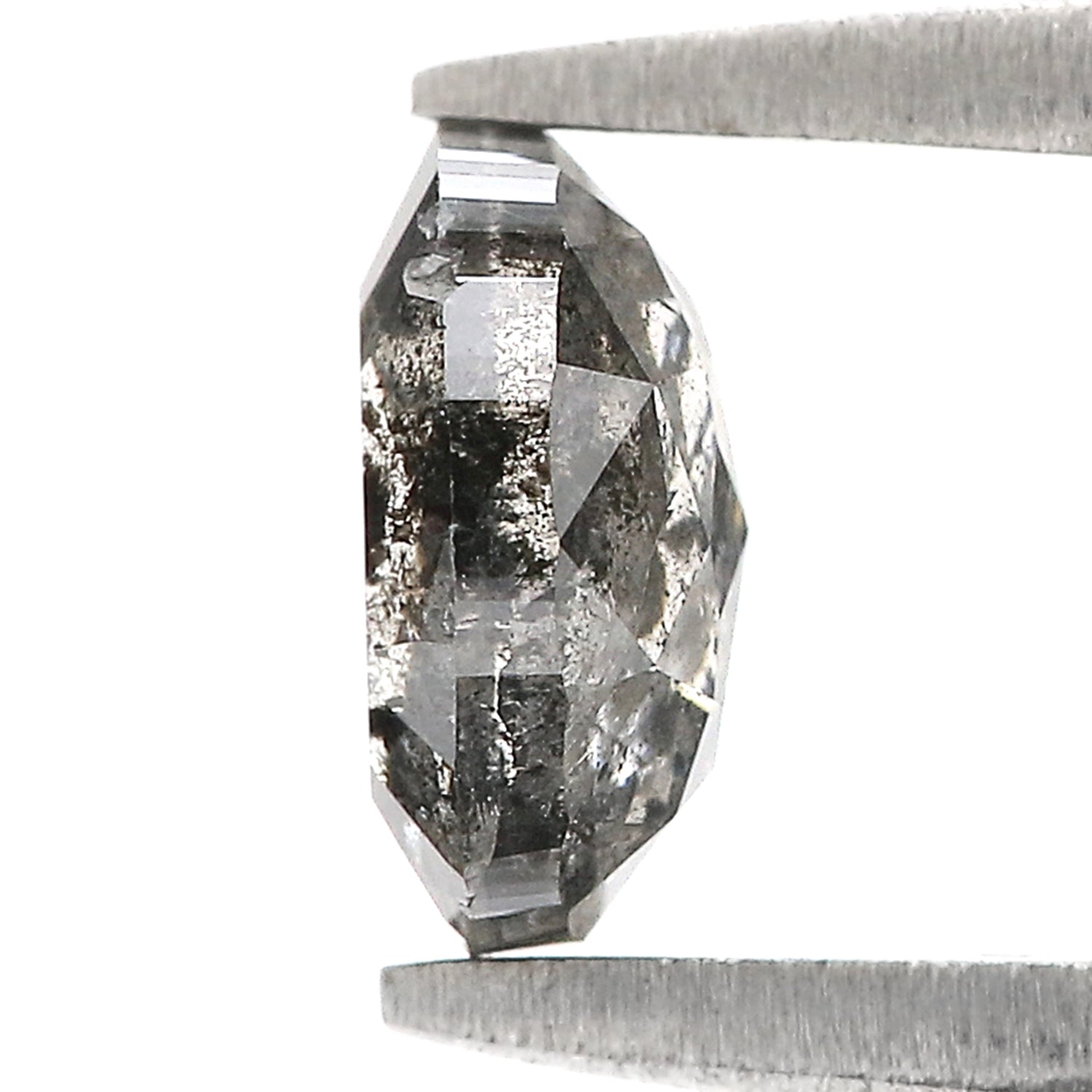 1.00 CT Natural Loose Oval Shape Diamond Salt And Pepper Oval Diamond 6.55 MM Natural Loose Black Grey Color Oval Rose Cut Diamond QL761