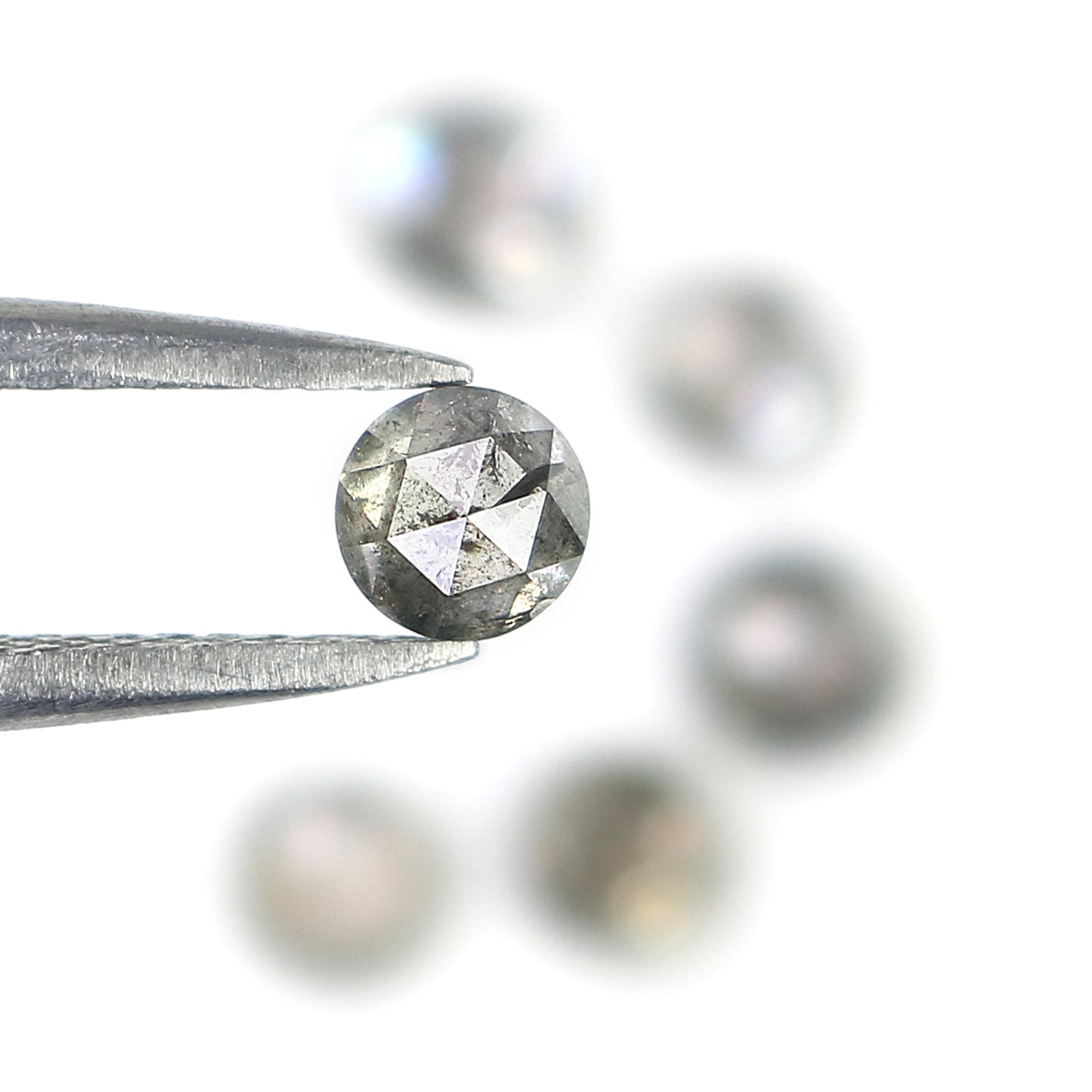 1.69 Ct Natural Loose Round Rose Cut Diamond Salt And Pepper Round Shape Diamond 3.70 MM Natural Black Grey Round Rose Cut Diamond LQ989
