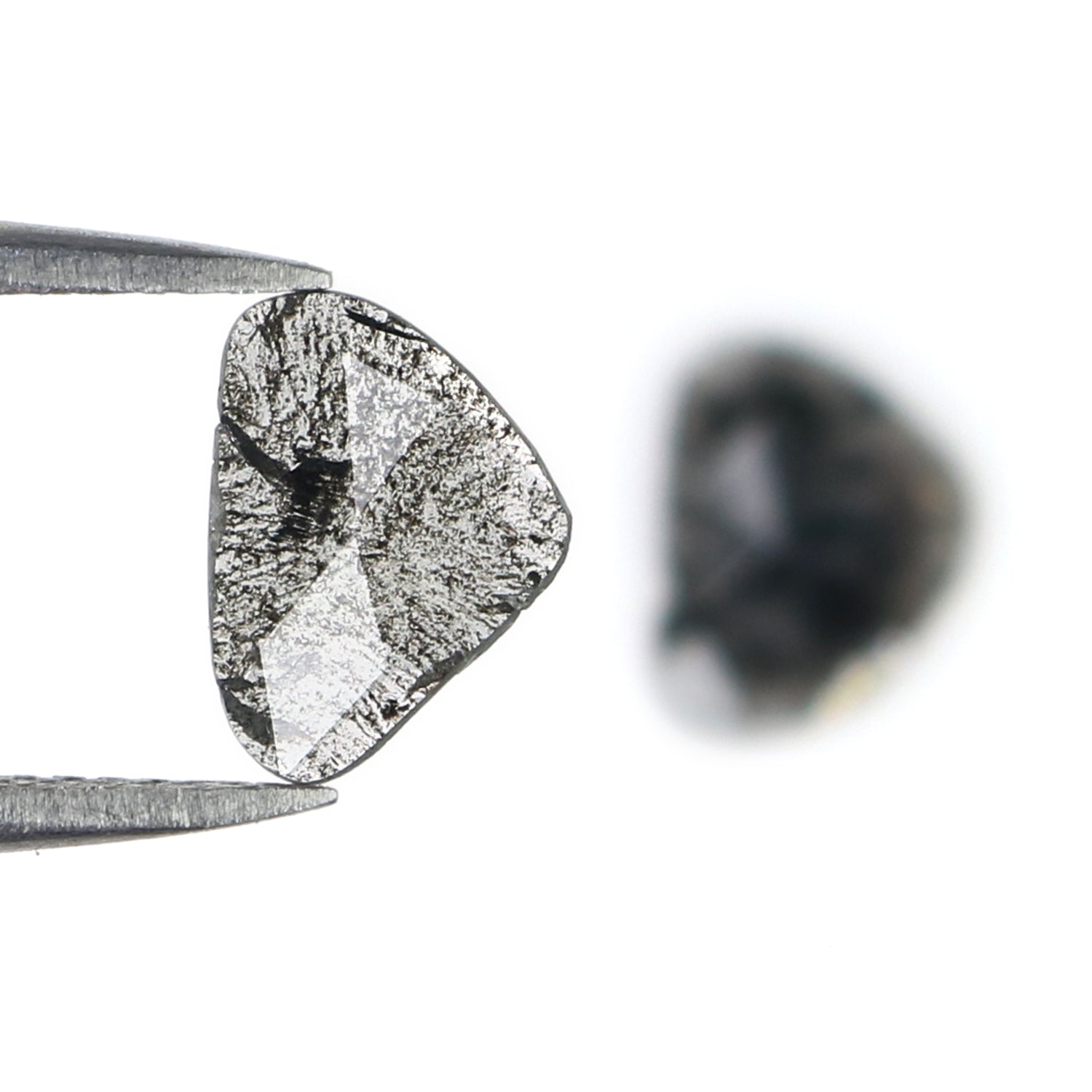 0.92 CT Natural Loose Slice Shape Diamond Salt And Pepper Slice Uncut Diamond 8.65 MM Natural Black Grey Diamond Irregular Cut Diamond L3611
